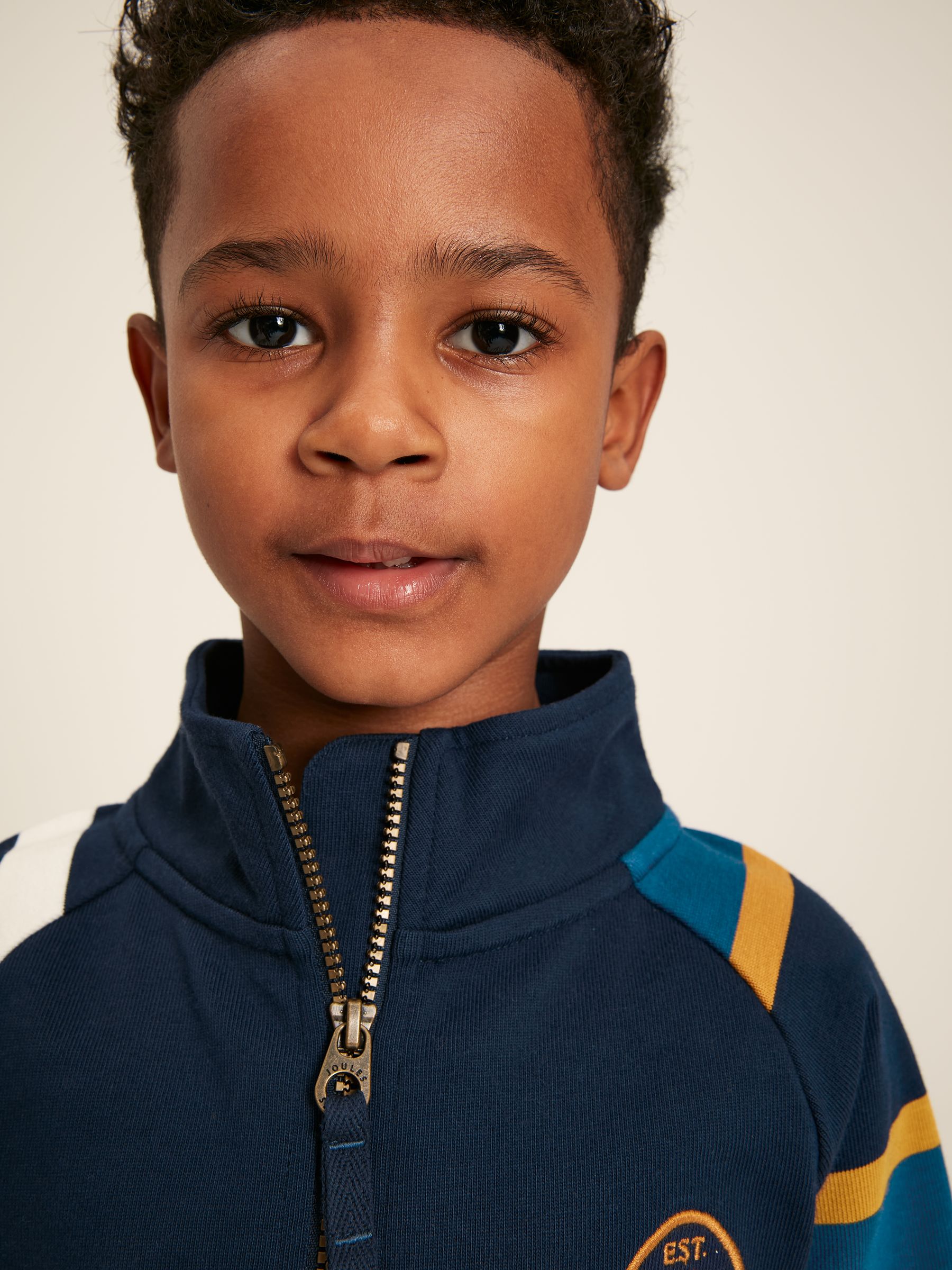 Boys' Ellis Navy Blue Quarter Zip Rugby Sweatshirt - Image 6 of 13