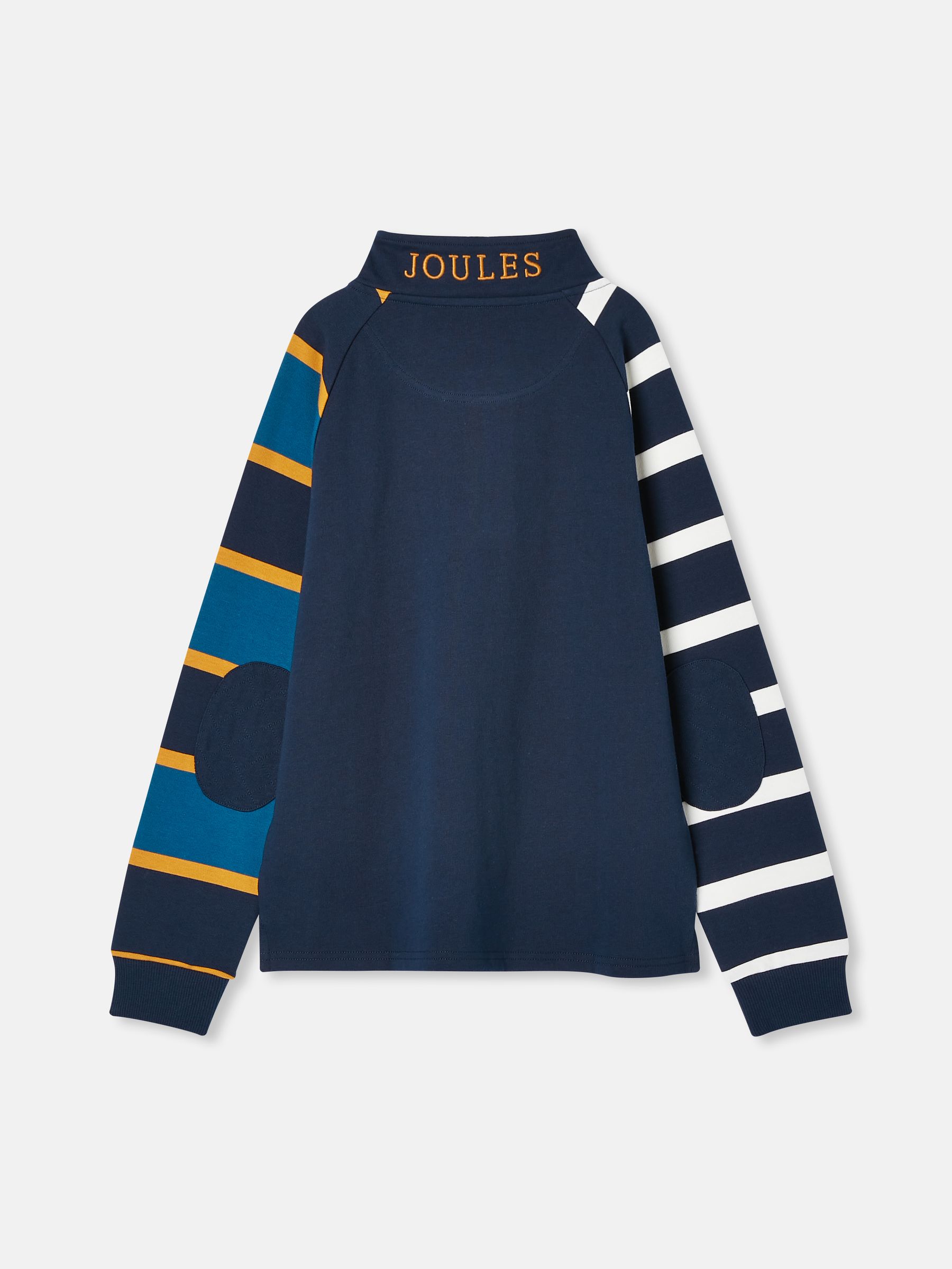 Boys' Ellis Navy Blue Quarter Zip Rugby Sweatshirt | Joules