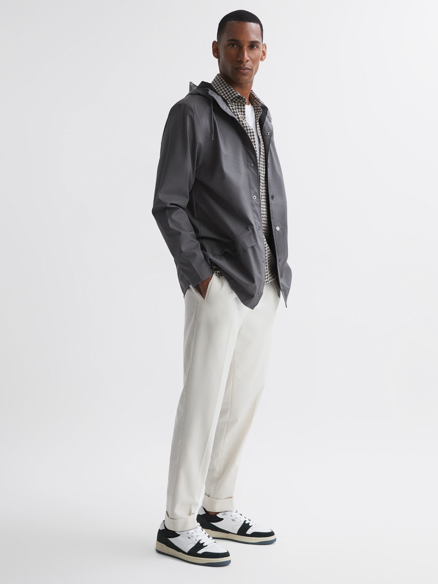 Rains Unisex Hooded Raincoat Jacket in Grey - Image 4 of 10