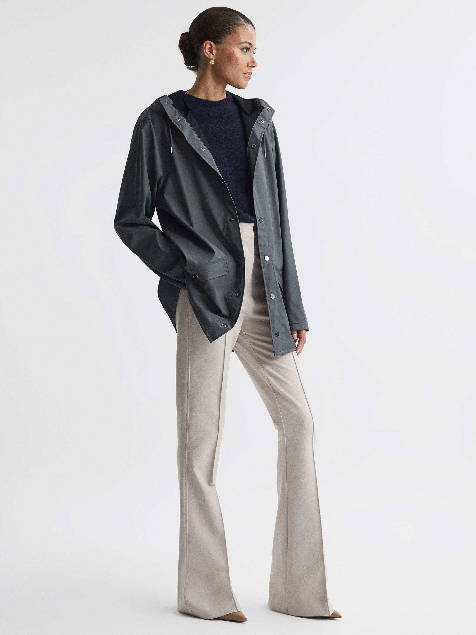 Rains Unisex Hooded Raincoat Jacket in Grey - Image 6 of 10