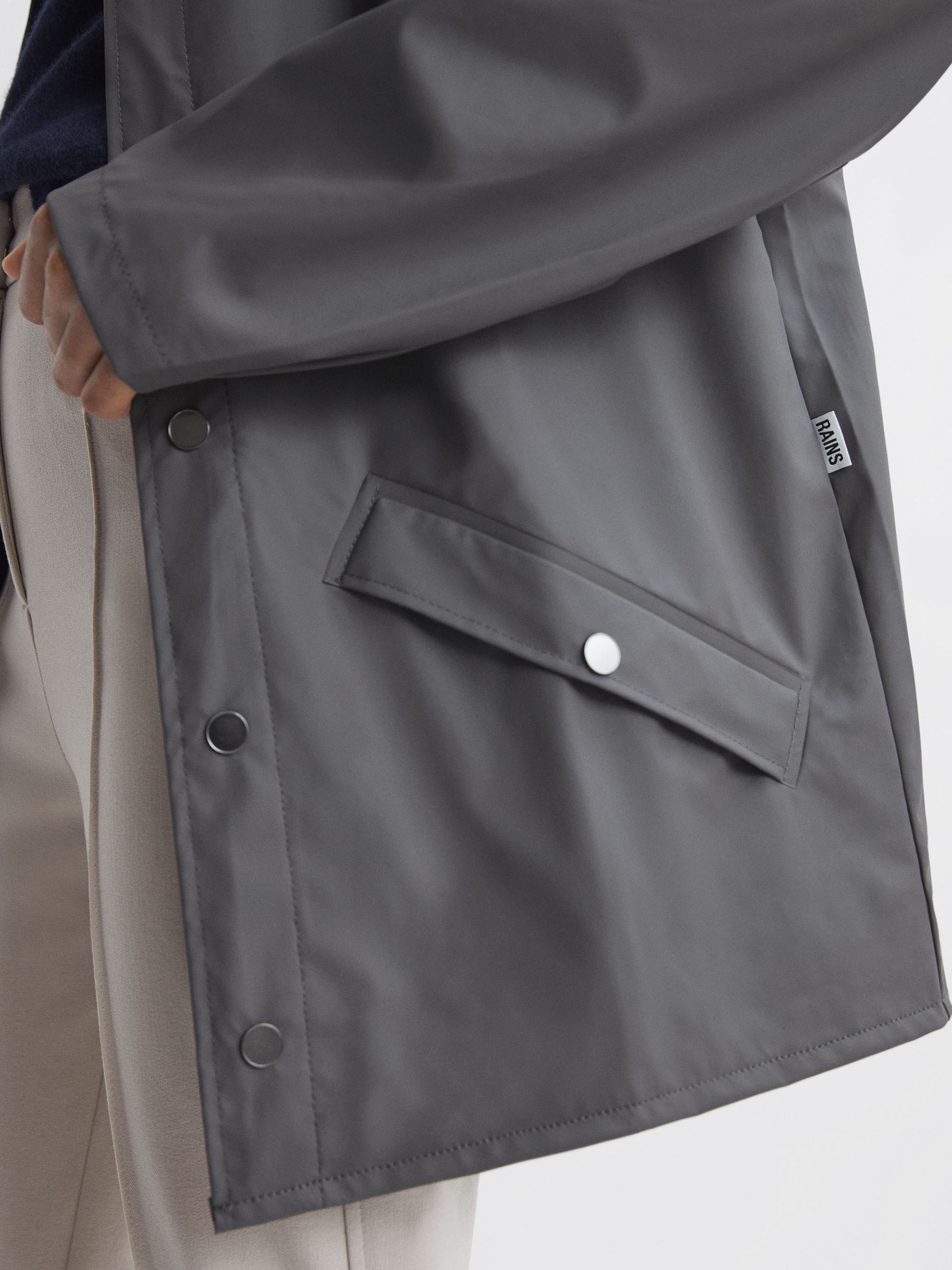 Rains Unisex Hooded Raincoat Jacket in Grey - Image 7 of 10