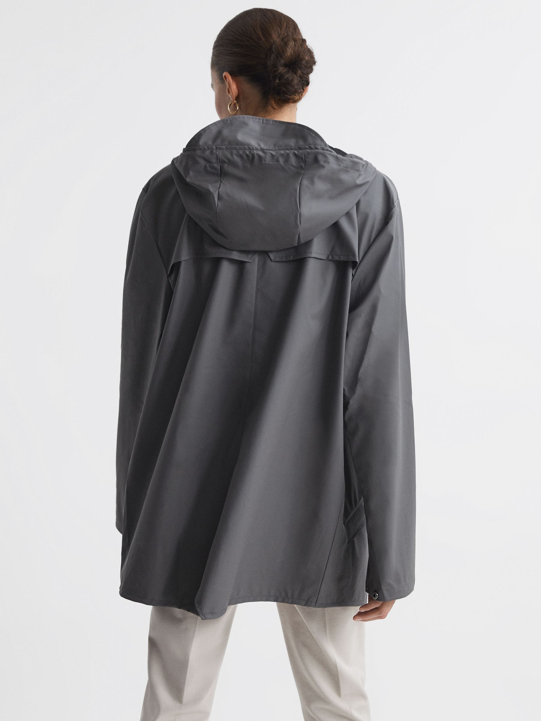 Rains Unisex Hooded Raincoat Jacket in Grey - Image 8 of 10