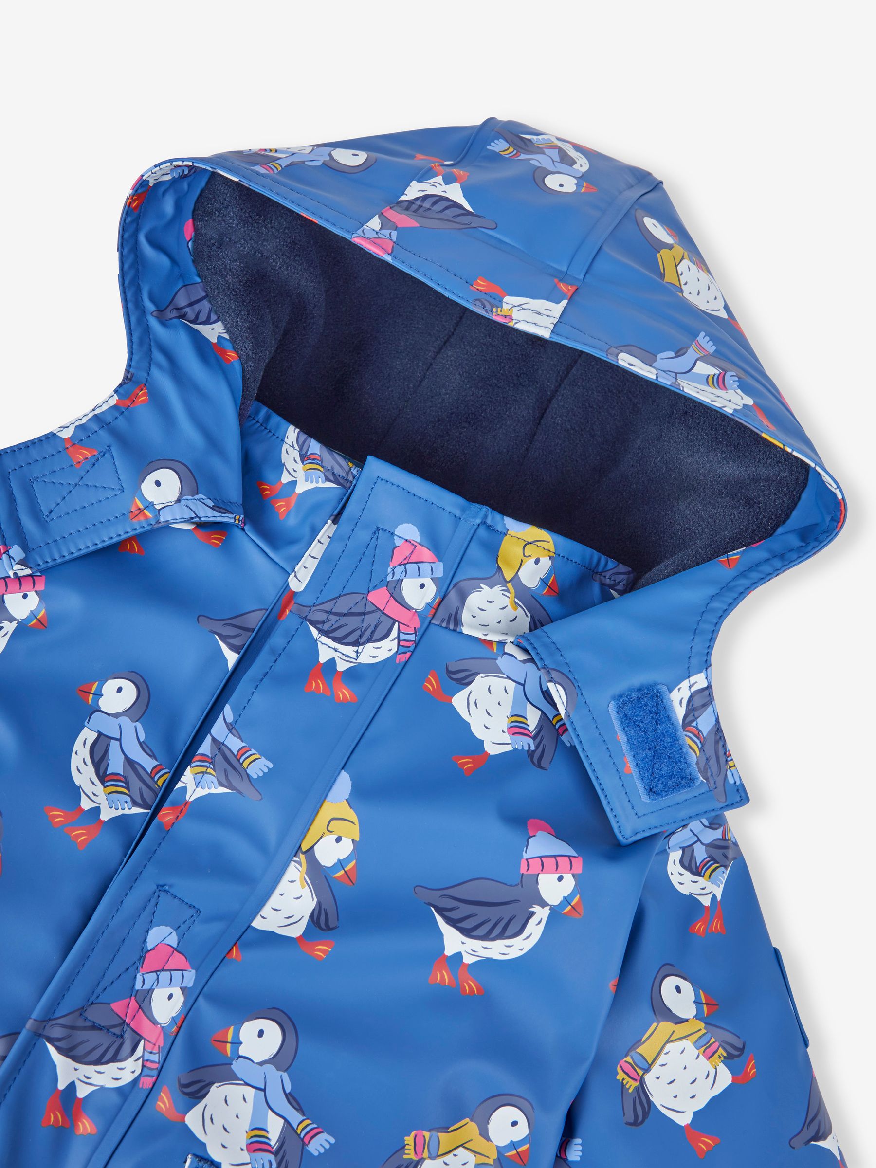 Denim Blue Puffin Print Cosy Waterproof Jacket - Image 5 of 7