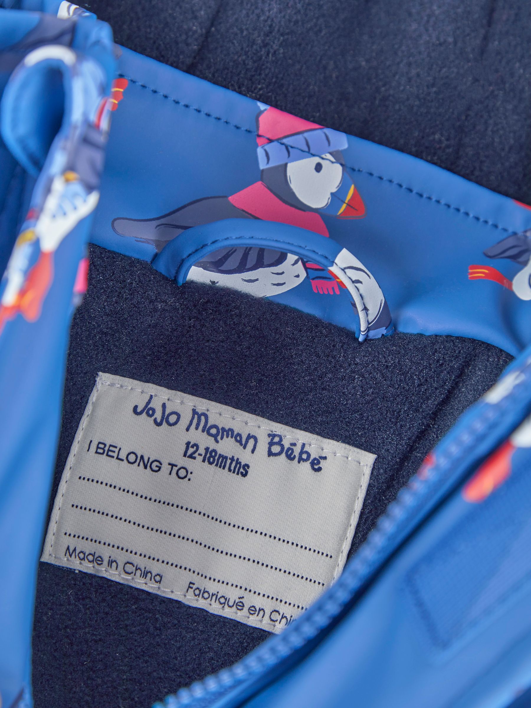 Denim Blue Puffin Print Cosy Waterproof Jacket - Image 7 of 7