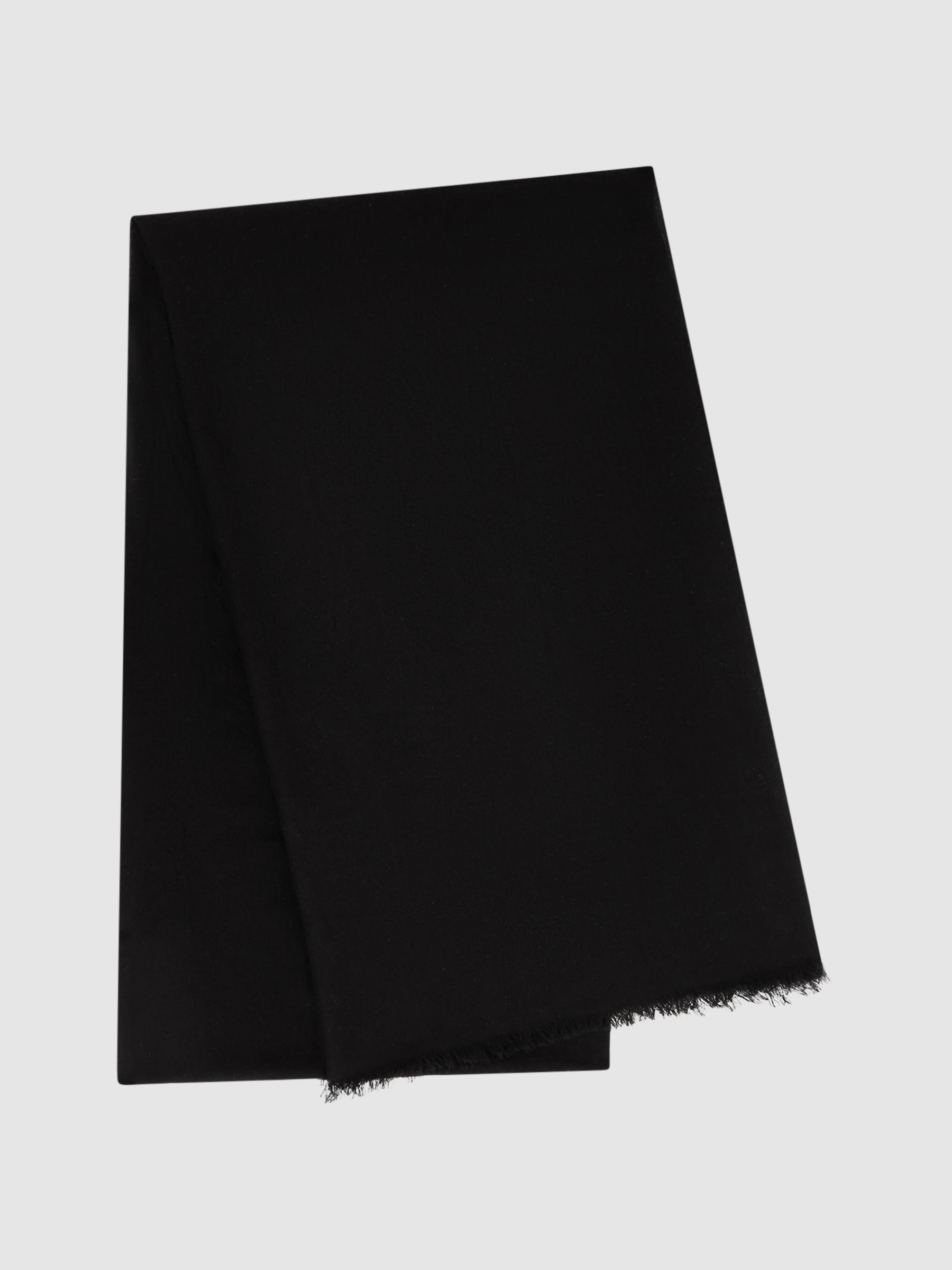 Wool-Cashmere Lightweight Scarf in Black - Image 1 of 4