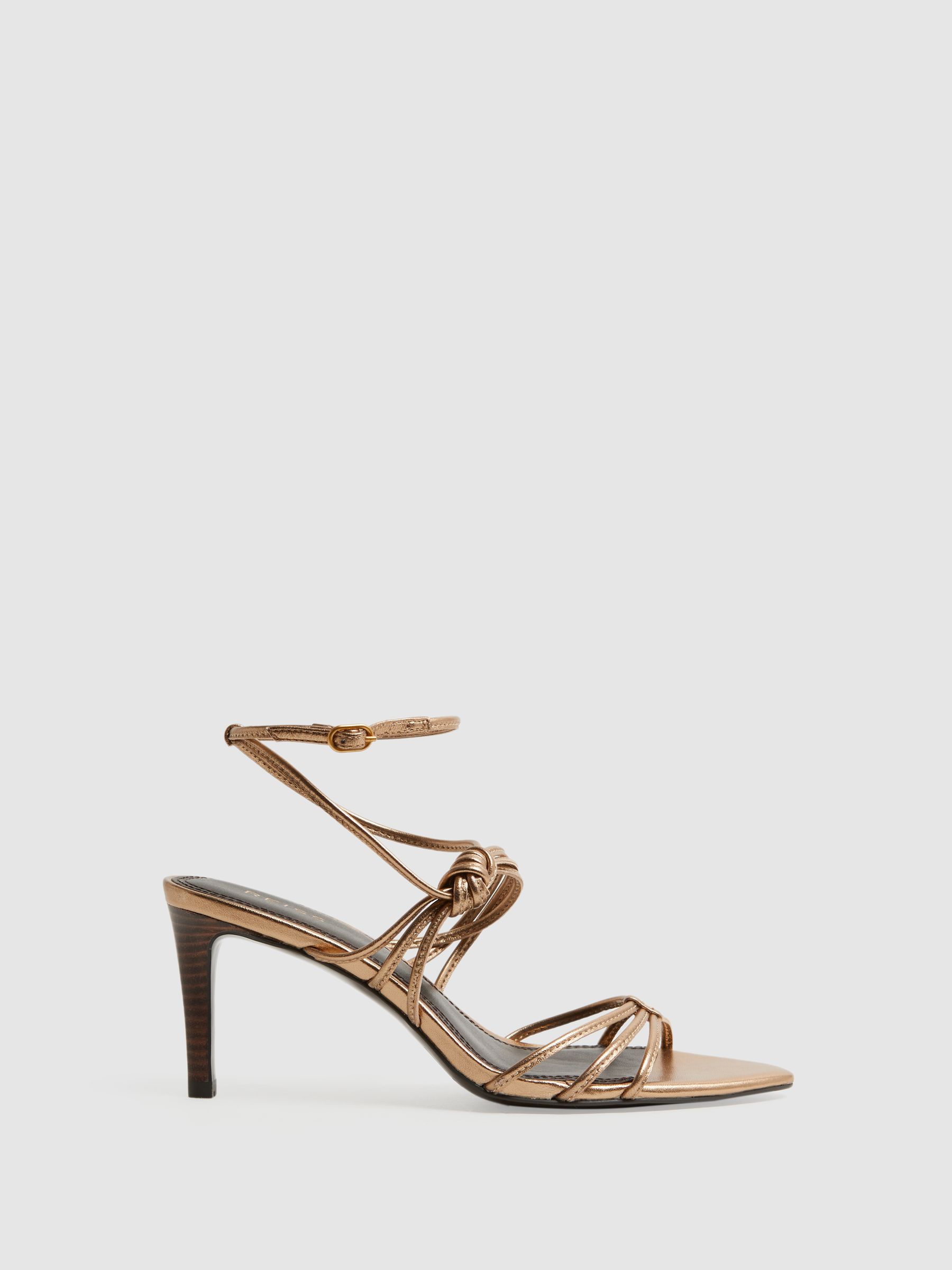 Leather Strappy Heels in Bronze - Image 10 of 10
