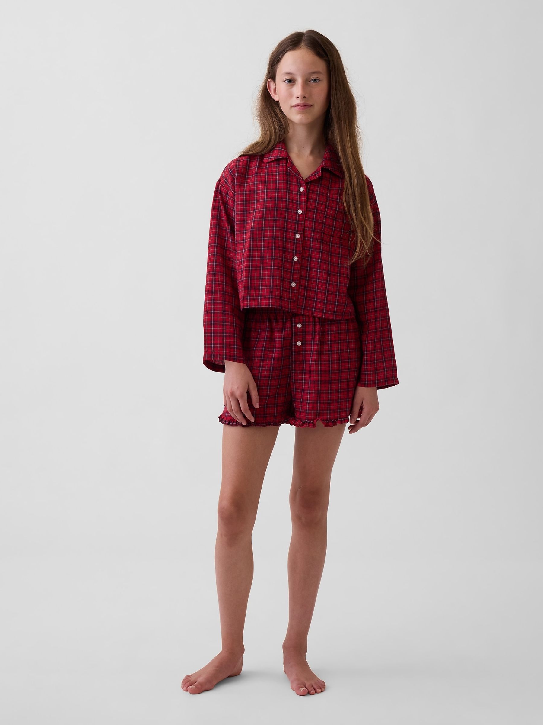 Red Check Flannel Pyjamas Short Set - Image 1 of 4 Red Check Flannel Pyjamas Short Set - Image 1 of 4