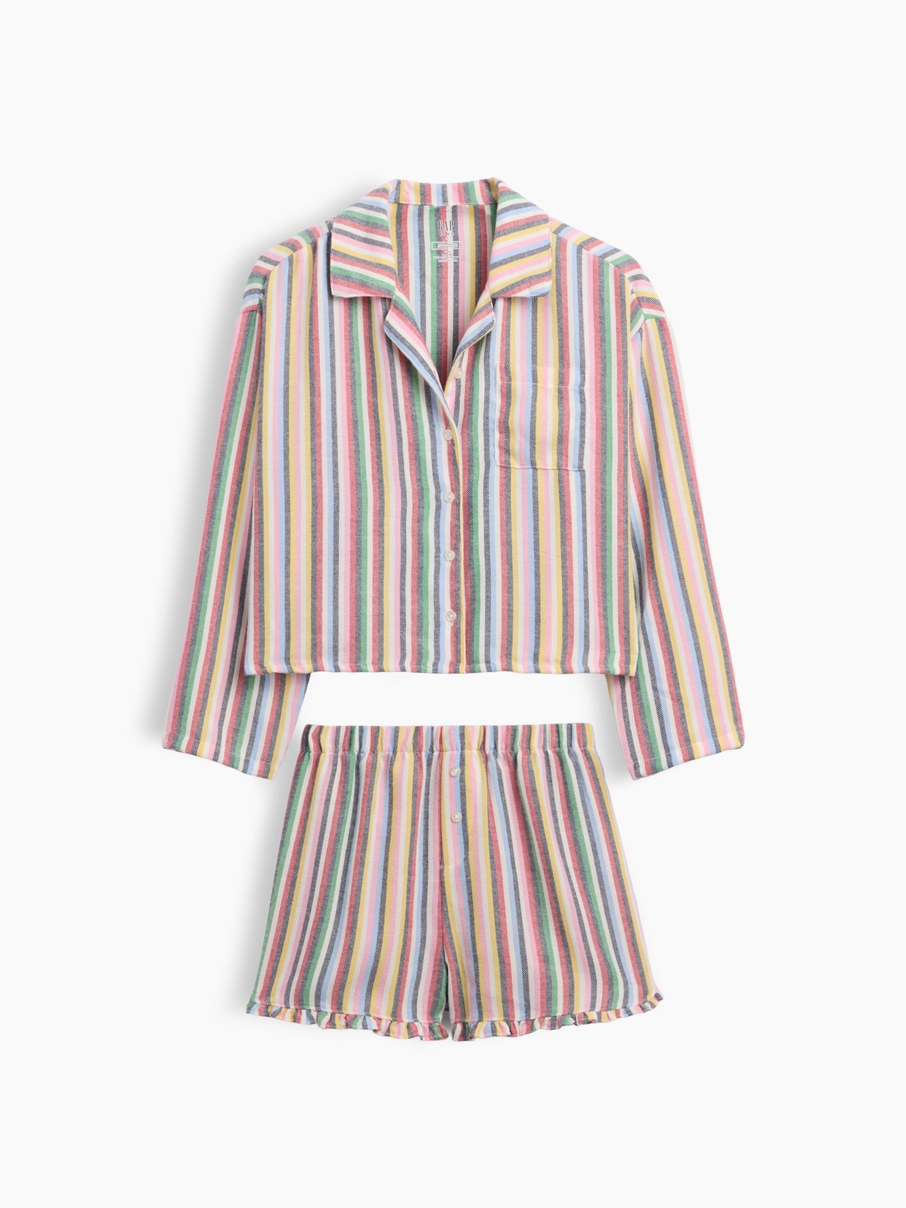 Multi Stripe Flannel Pyjamas Short Set - Image 2 of 4