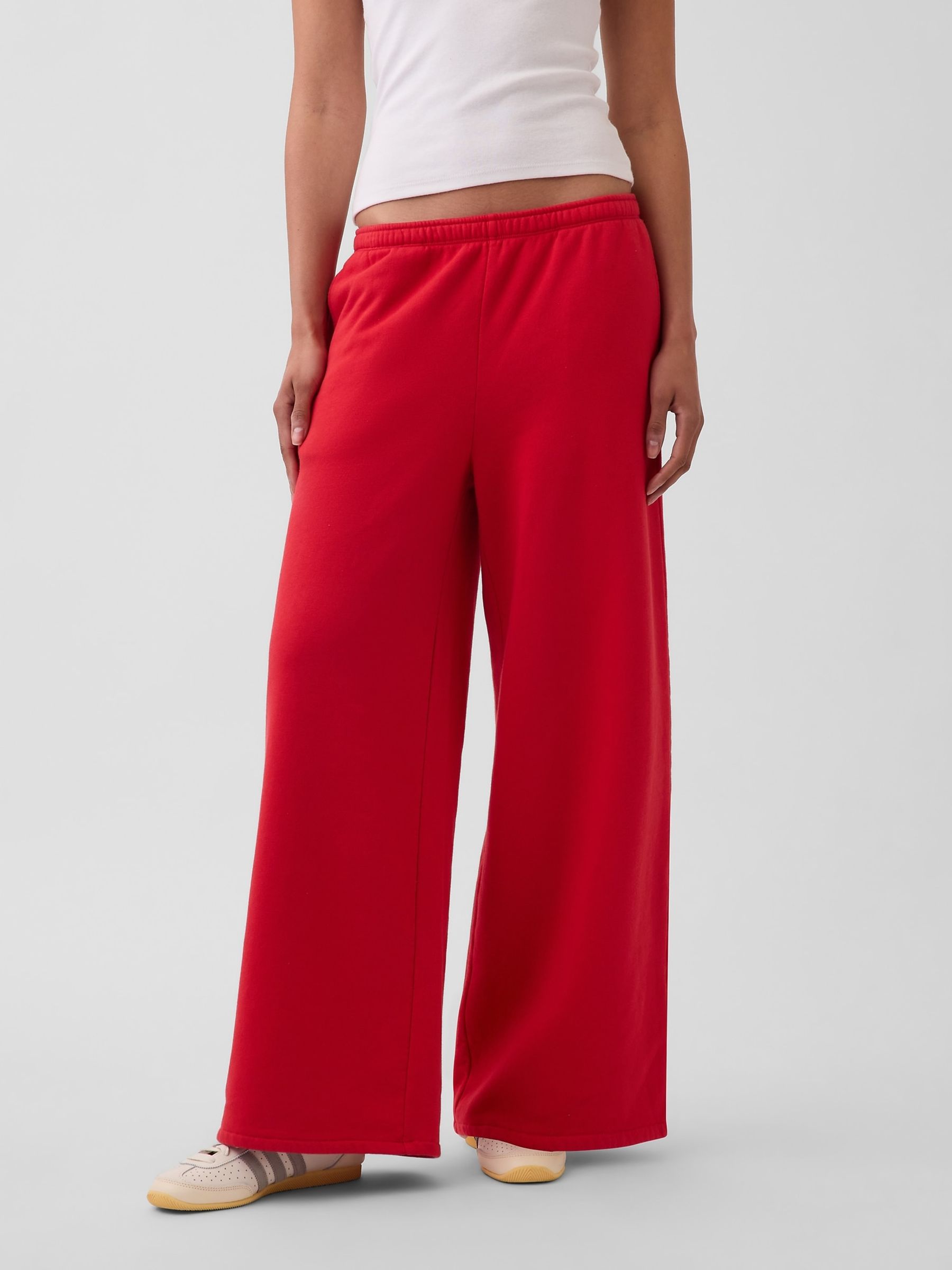 Red Vintage Soft Baggy Wide-Leg Joggers - Image 1 of 5