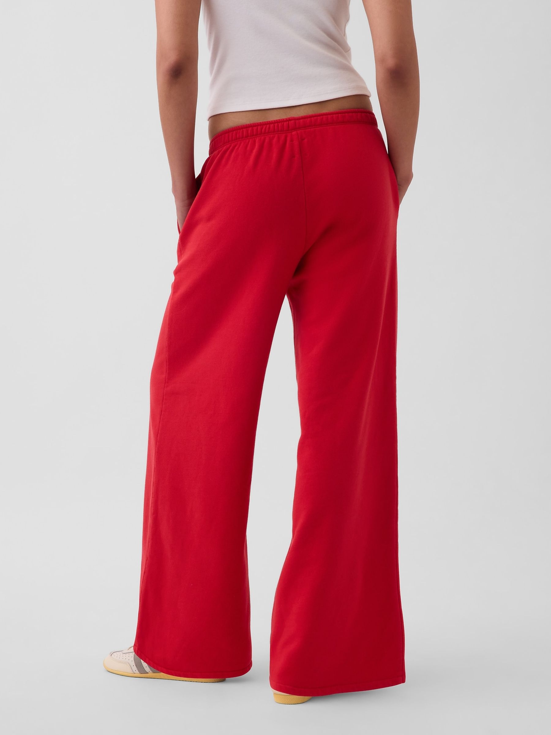 Red Vintage Soft Baggy Wide-Leg Joggers - Image 2 of 5