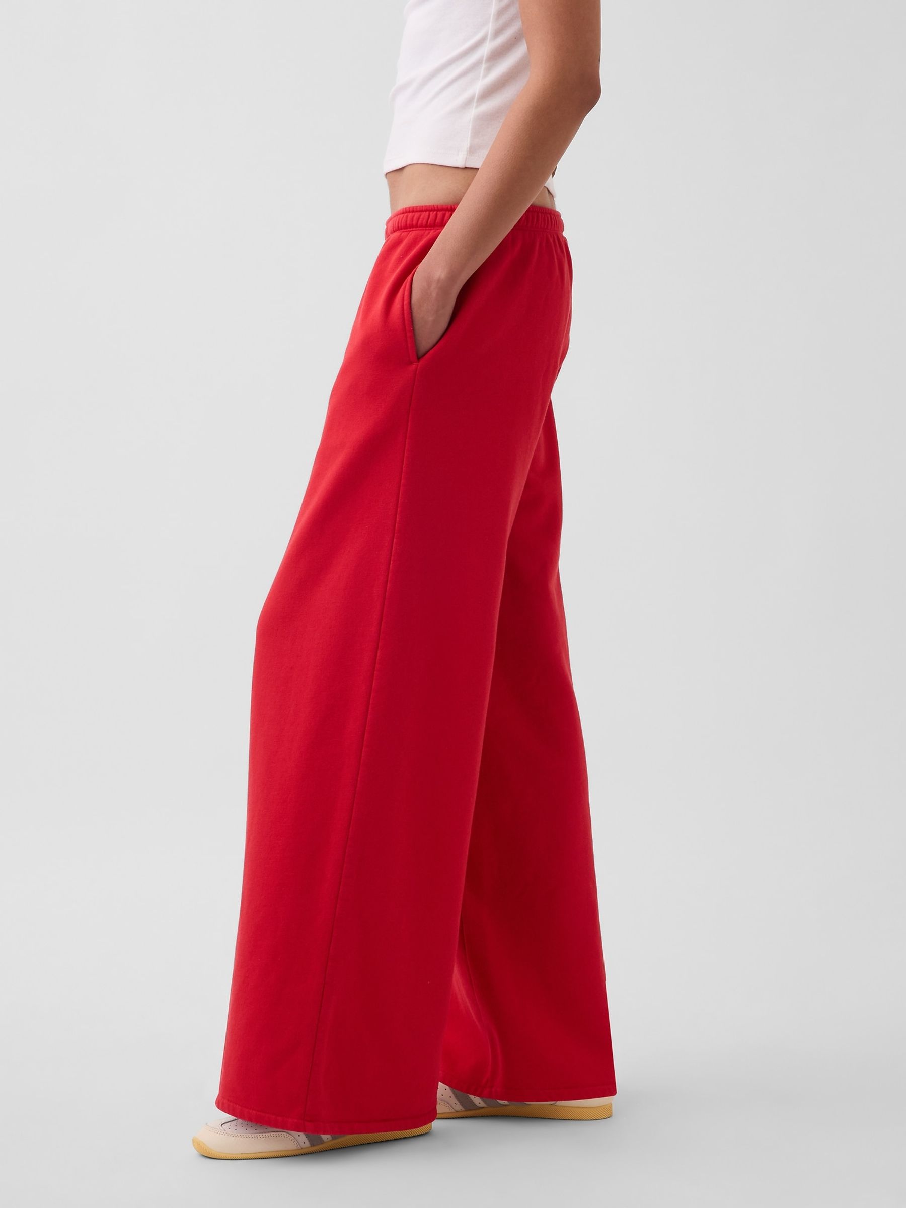 Red Vintage Soft Baggy Wide-Leg Joggers - Image 3 of 5