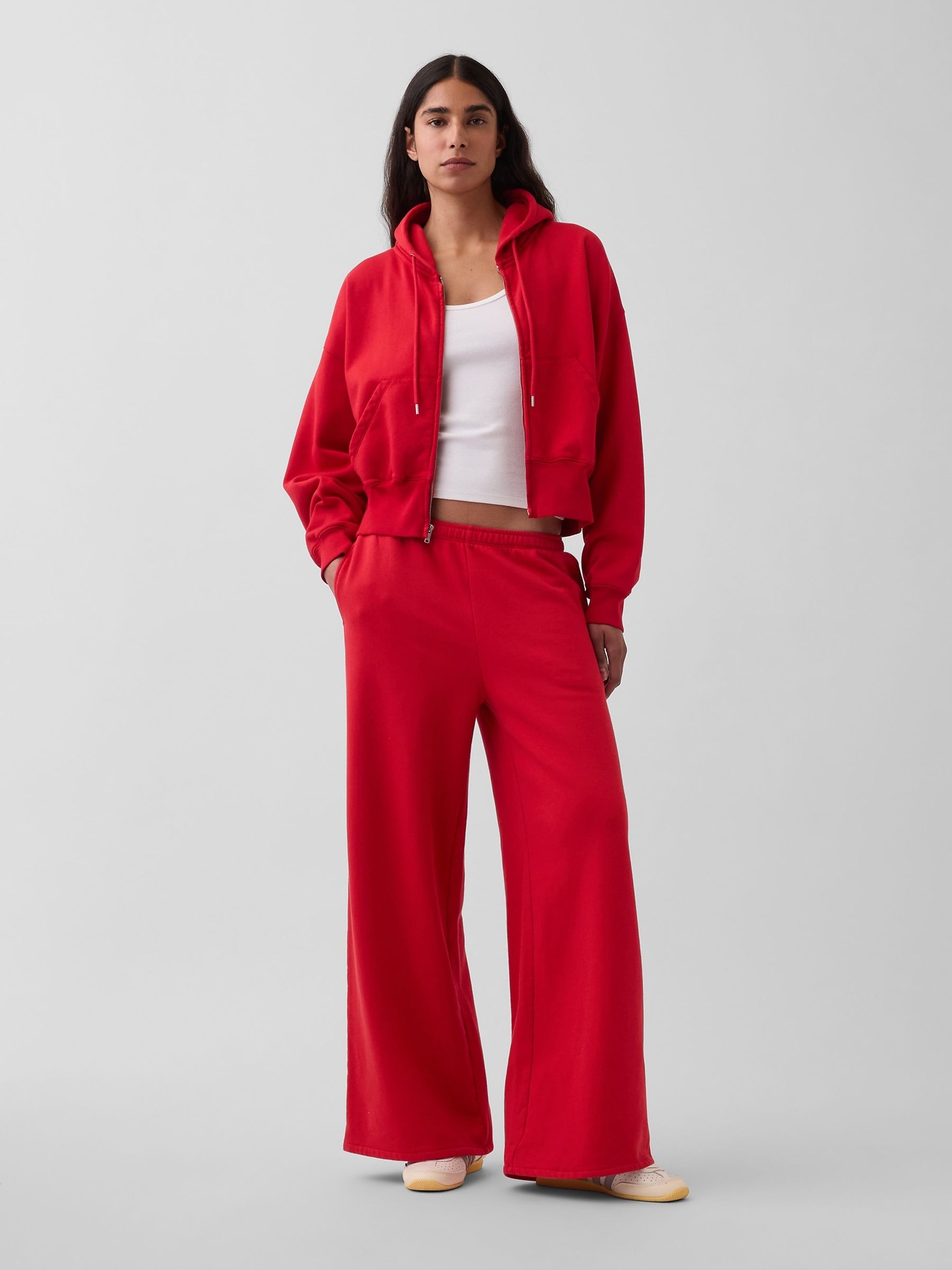 Red Vintage Soft Baggy Wide-Leg Joggers - Image 4 of 5