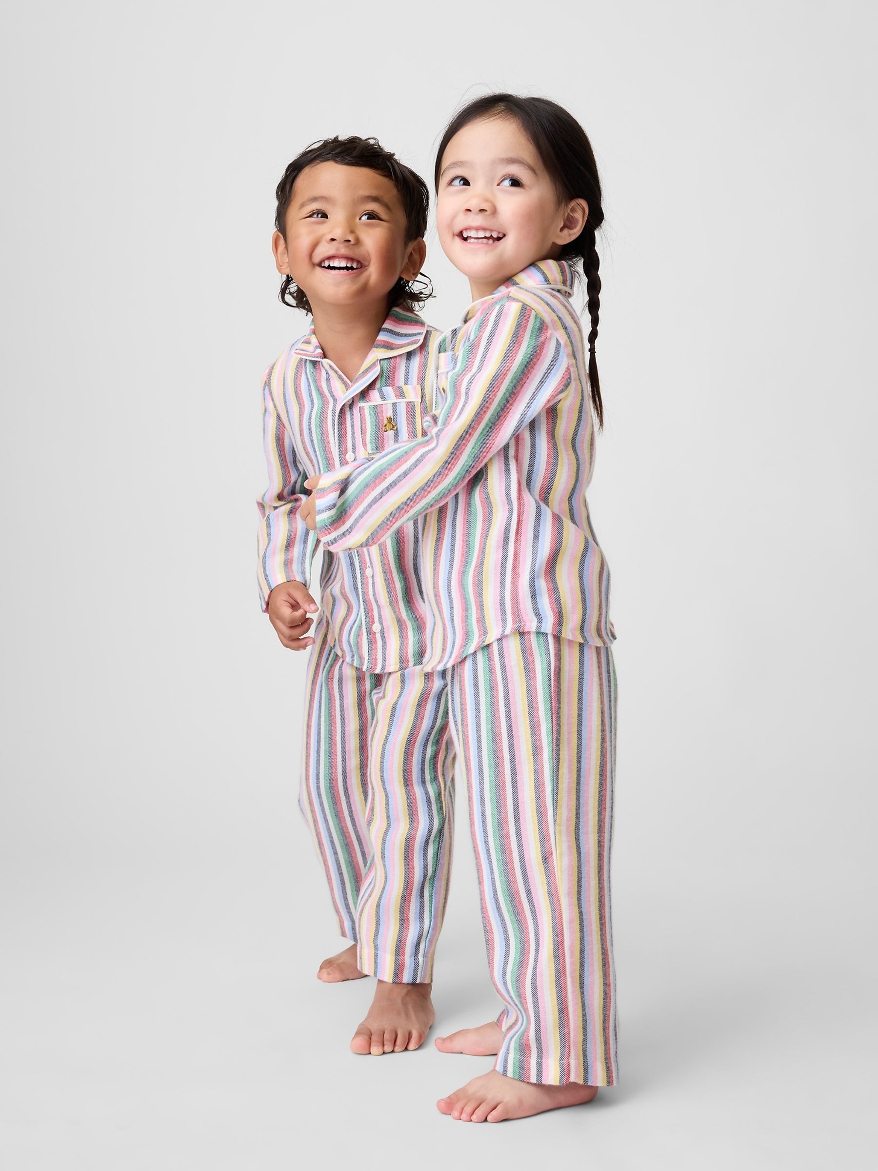 Multi Stripe Matching Family Flannel Pyjamas Set - Image 1 of 6 Multi Stripe Matching Family Flannel Pyjamas Set - Image 1 of 6