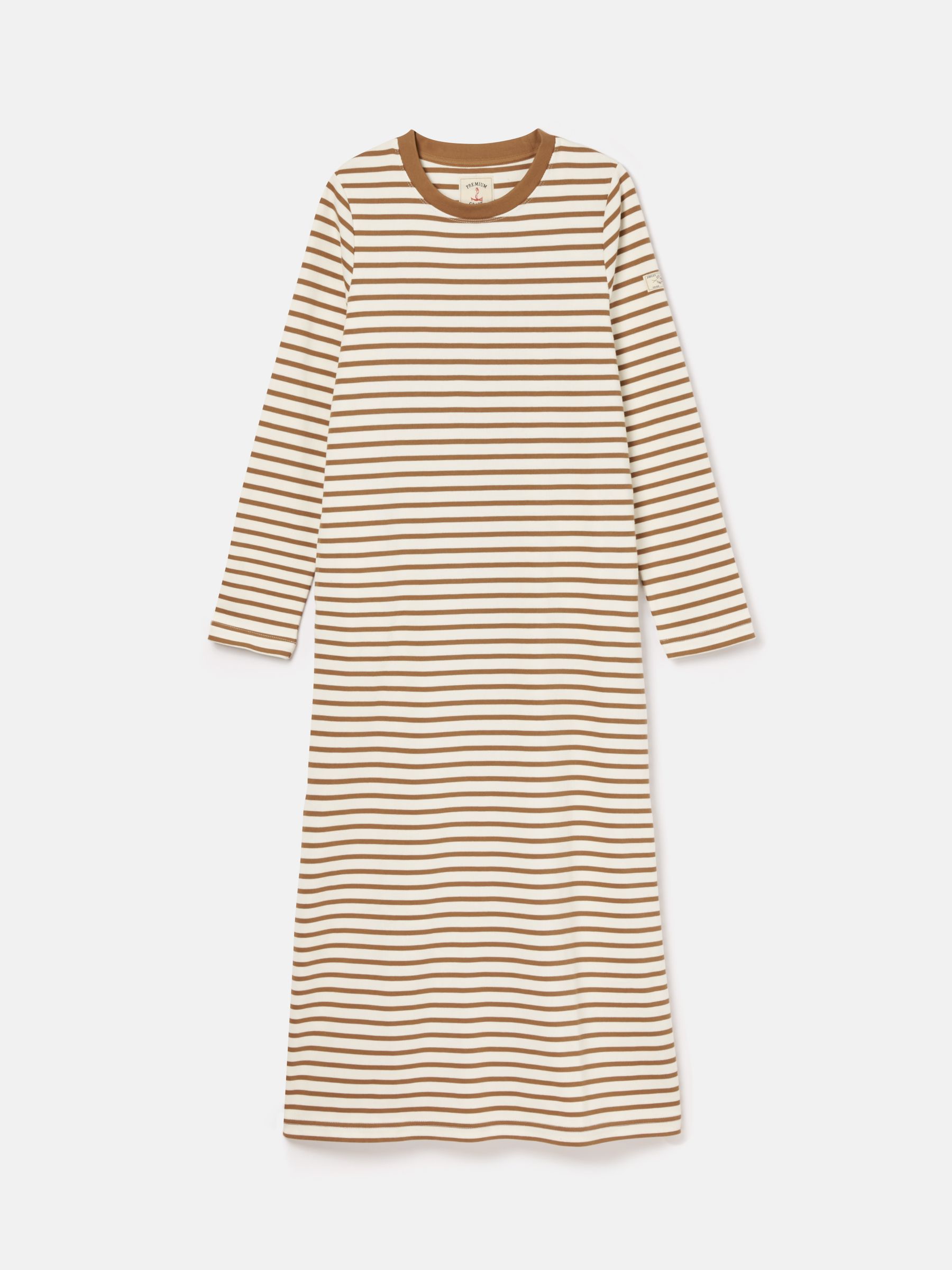 Cleo Tan Brown Striped Long Sleeve Jersey Midi Dress - Image 7 of 7