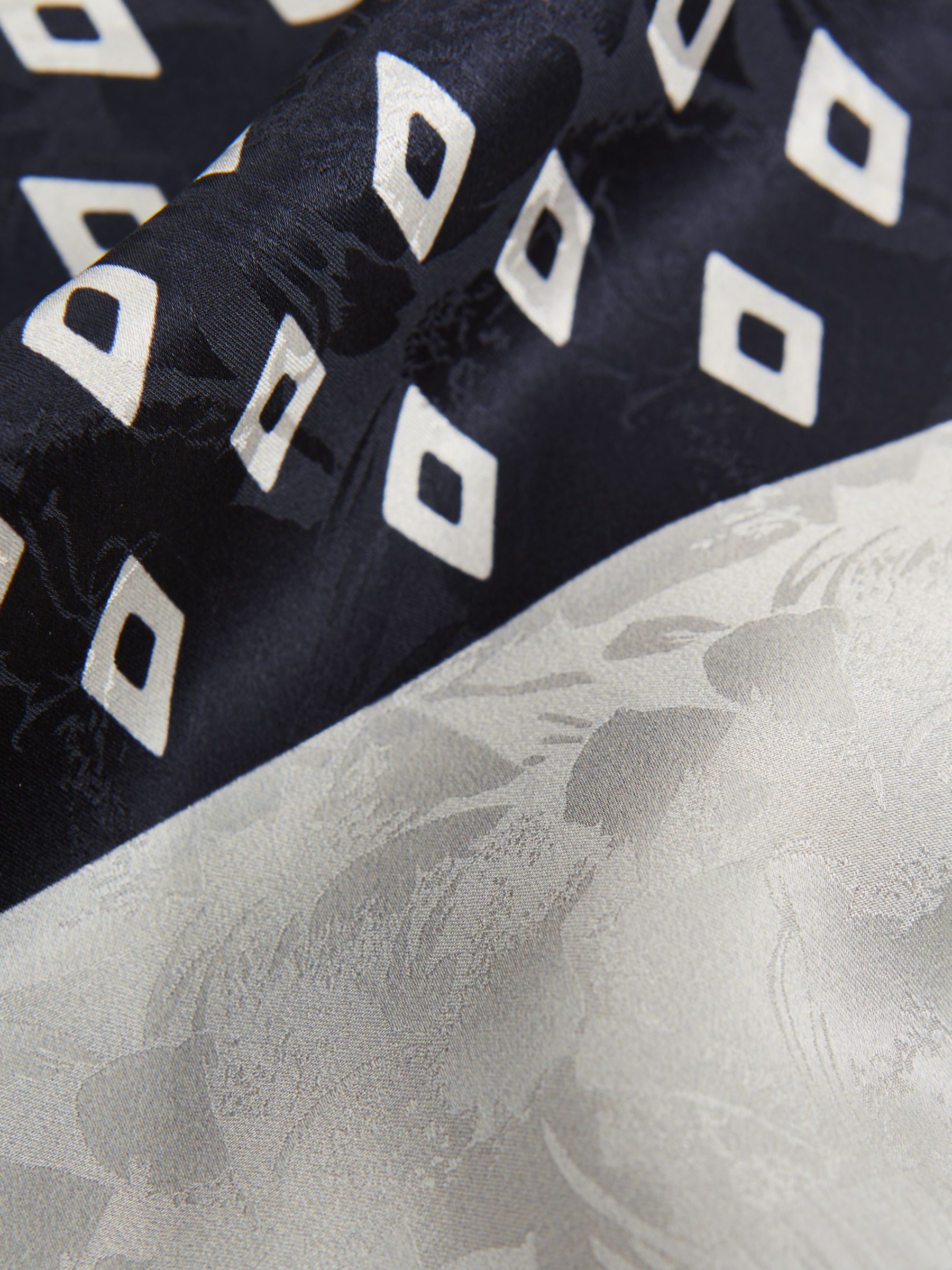 Silk Jacquard Scarf in Midnight - Image 4 of 4