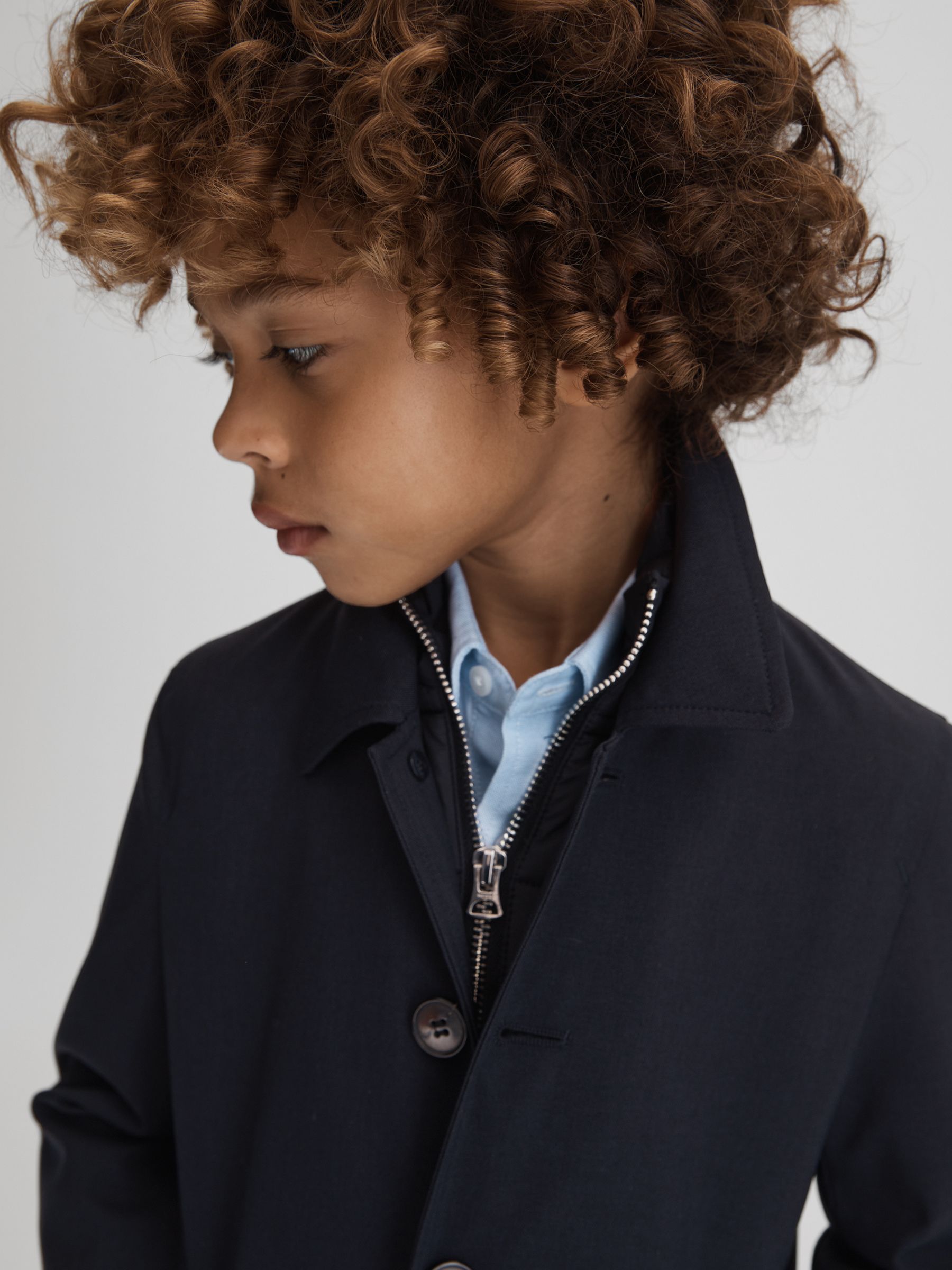 3-9 yrs Trench With Funnel-Neck Insert in Navy - Image 4 of 6