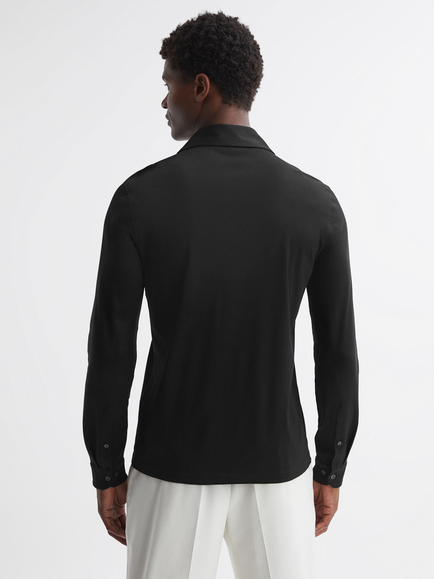 Mercerised Cotton Long Sleeve Shirt in Black - Image 2 of 11