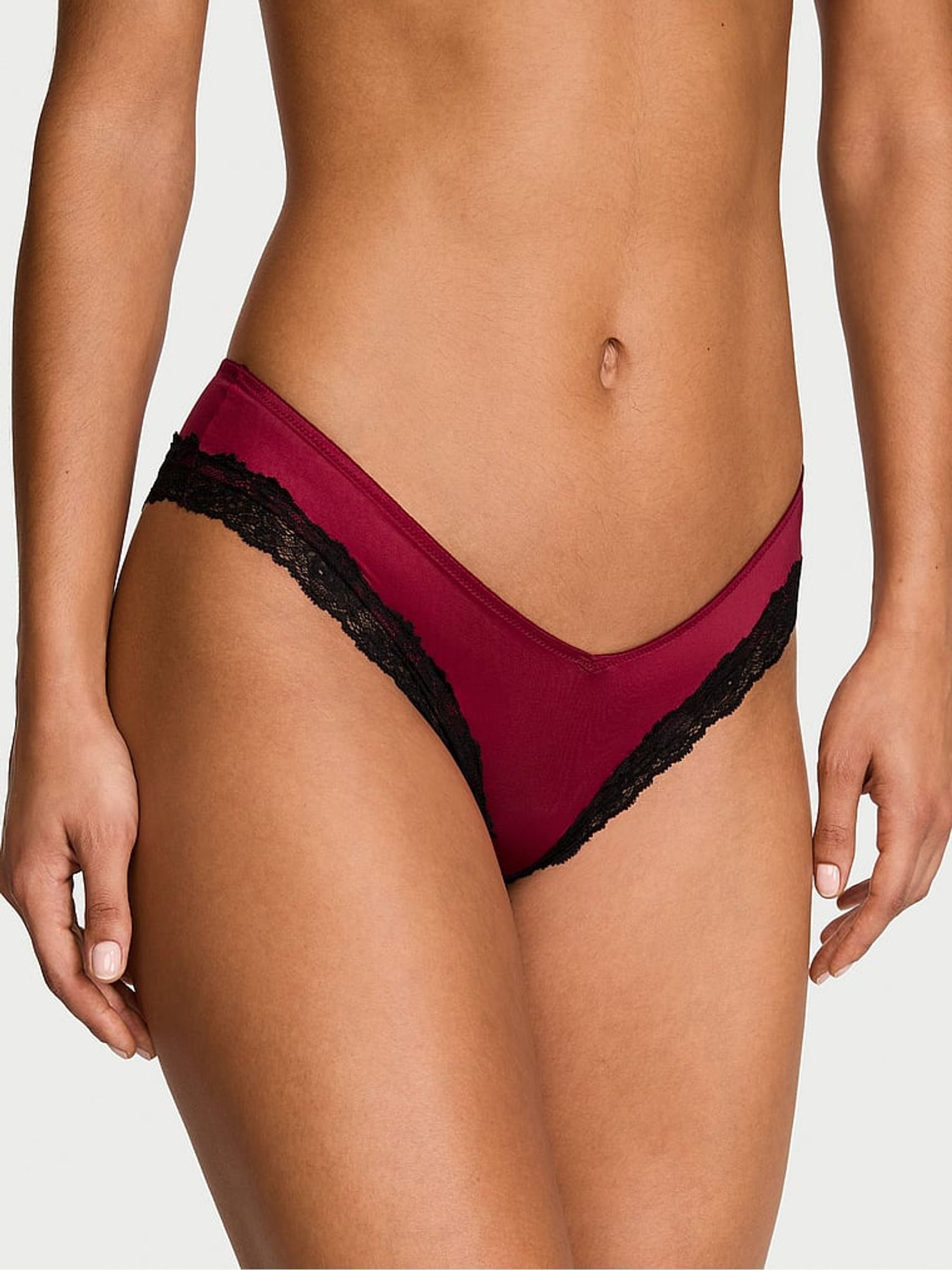 Red Lacquer Cheeky Lace Trim Knickers - Image 1 of 2 Red Lacquer Cheeky Lace Trim Knickers - Image 1 of 2