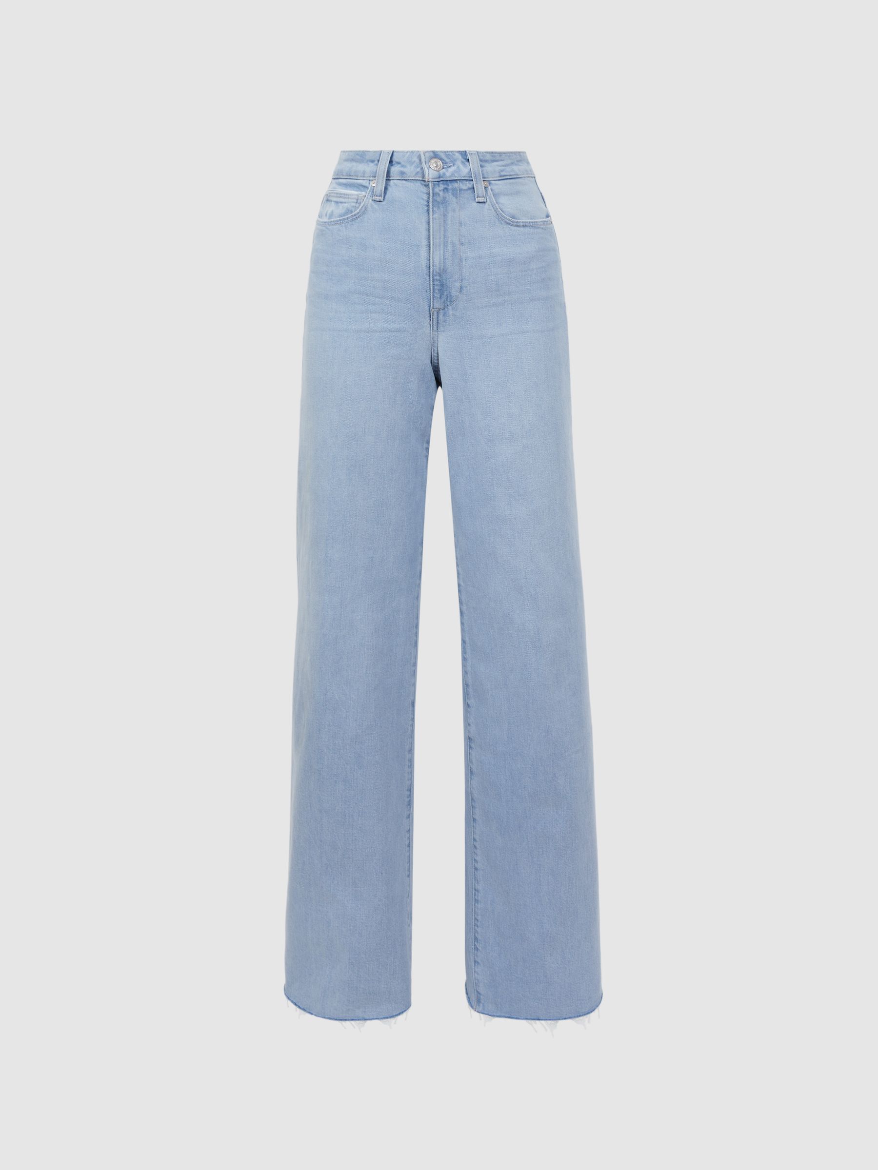 Paige High Rise Wide Leg Raw Hem Jeans in Kianni Distressed - Image 2 of 5