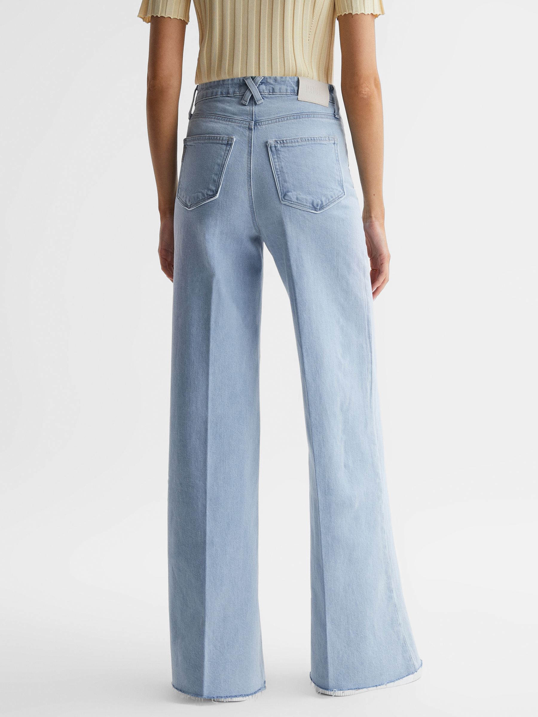 Paige High Rise Wide Leg Raw Hem Jeans in Kianni Distressed - Image 5 of 5