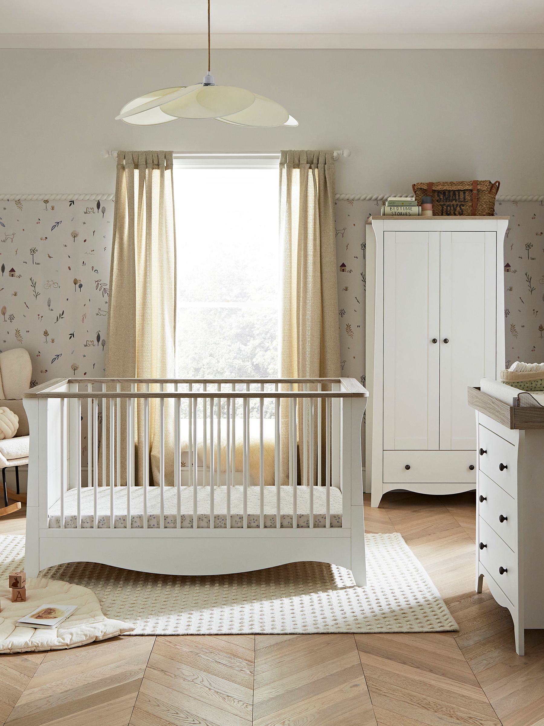 CuddleCo 3 Piece White Ash Cashmere Clara Nursery Furniture Set - Image 1 of 8
