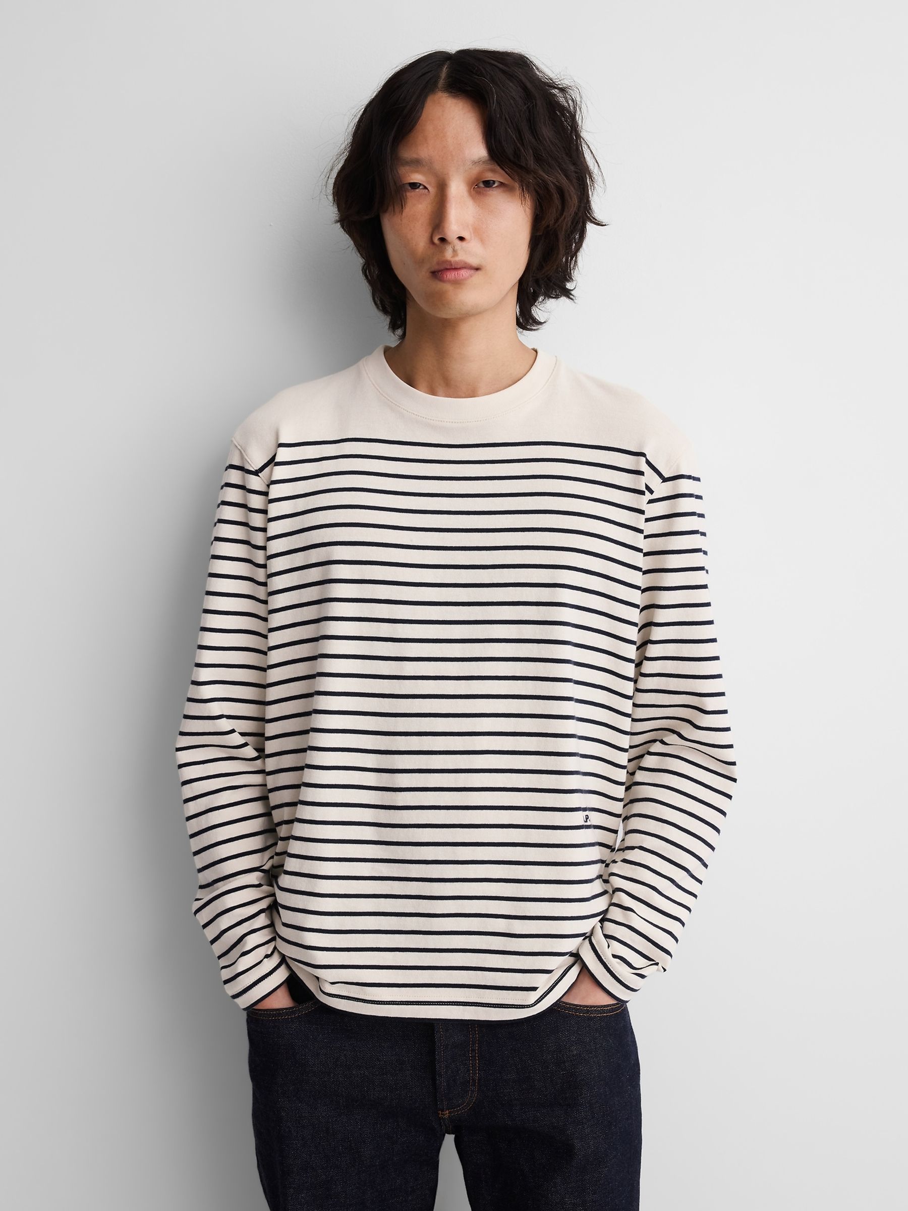 Gap x A.P.C. Cream Stripe Long Sleeve T-Shirt - Image 1 of 6