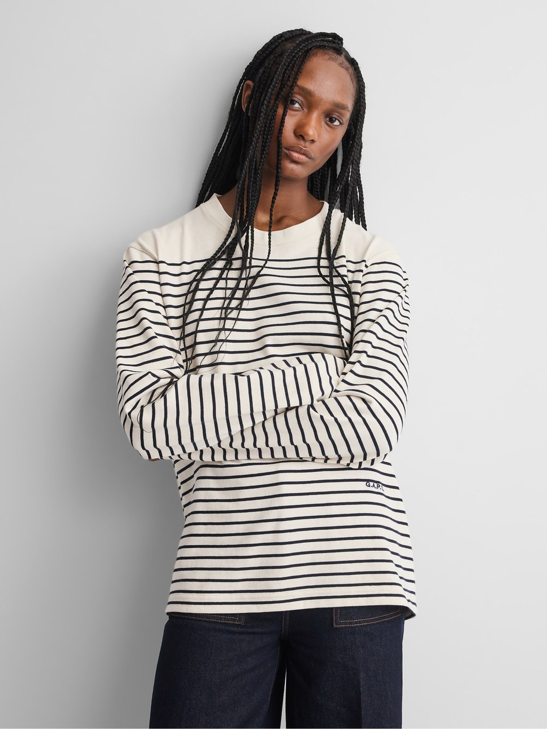 Gap x A.P.C. Cream Stripe Long Sleeve T-Shirt - Image 3 of 6