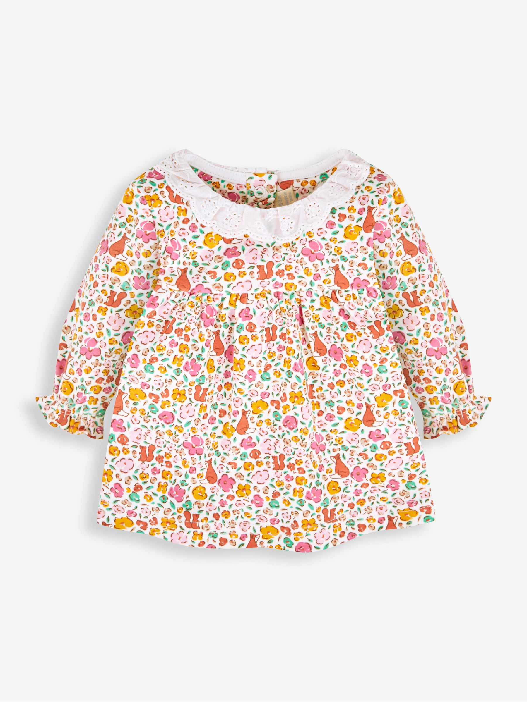 Cream Girls' Pretty Fox Floral Tunic With Collar & Leggings Set - Image 2 of 6