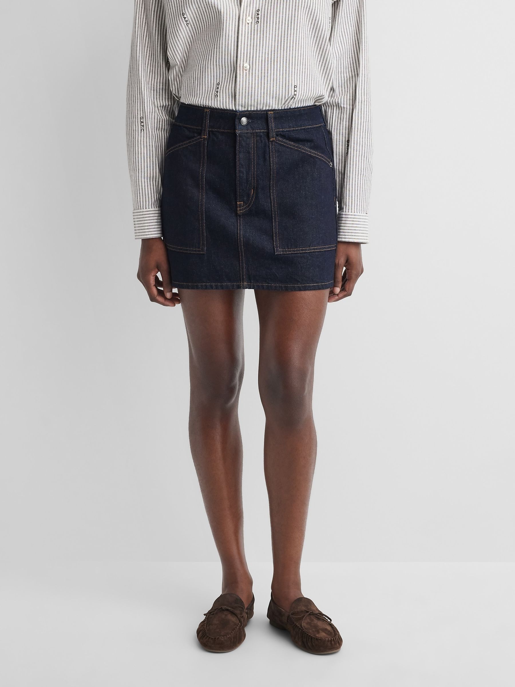 Gap x A.P.C. Dark Wash Denim Mini Skirt - Image 2 of 7 Gap x A.P.C. Dark Wash Denim Mini Skirt - Image 2 of 7