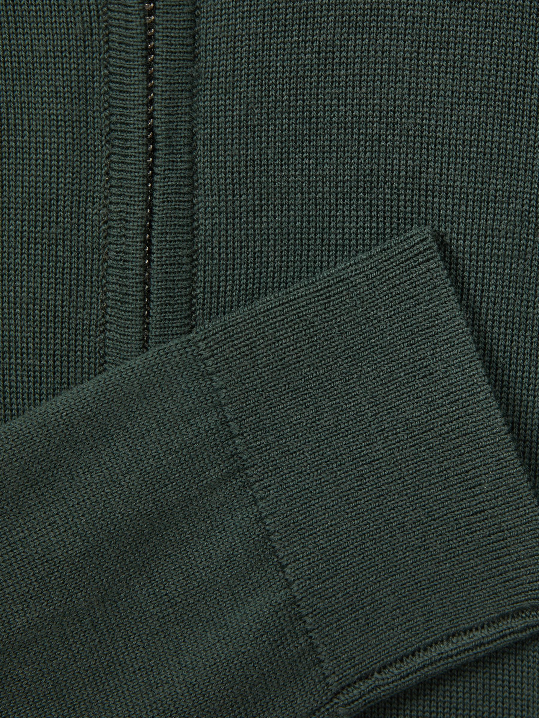 Senior Slim Fit Merino Wool Polo Shirt in Ivy Green - Image 6 of 6