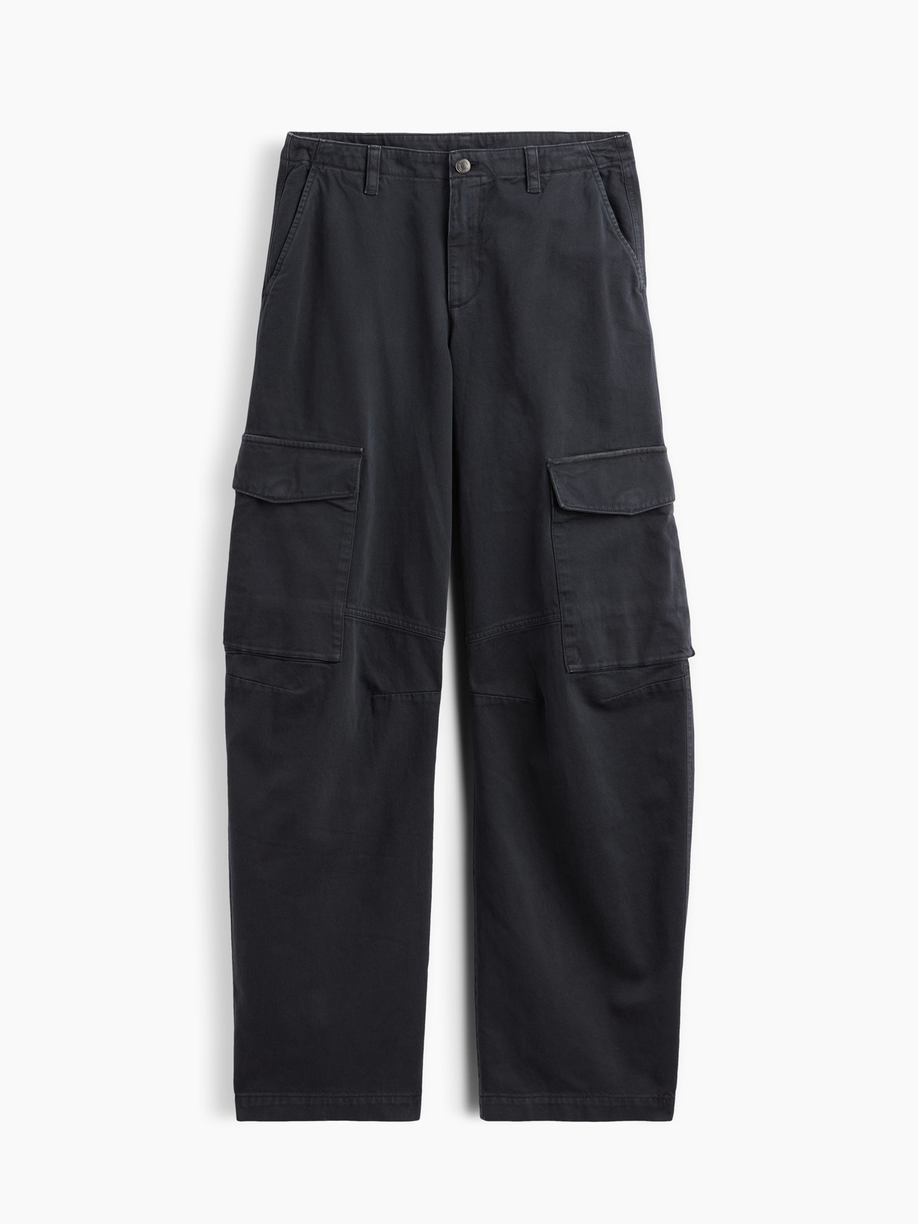 Black Low Rise Twill Baggy Barrel Cargo Trousers - Image 6 of 6