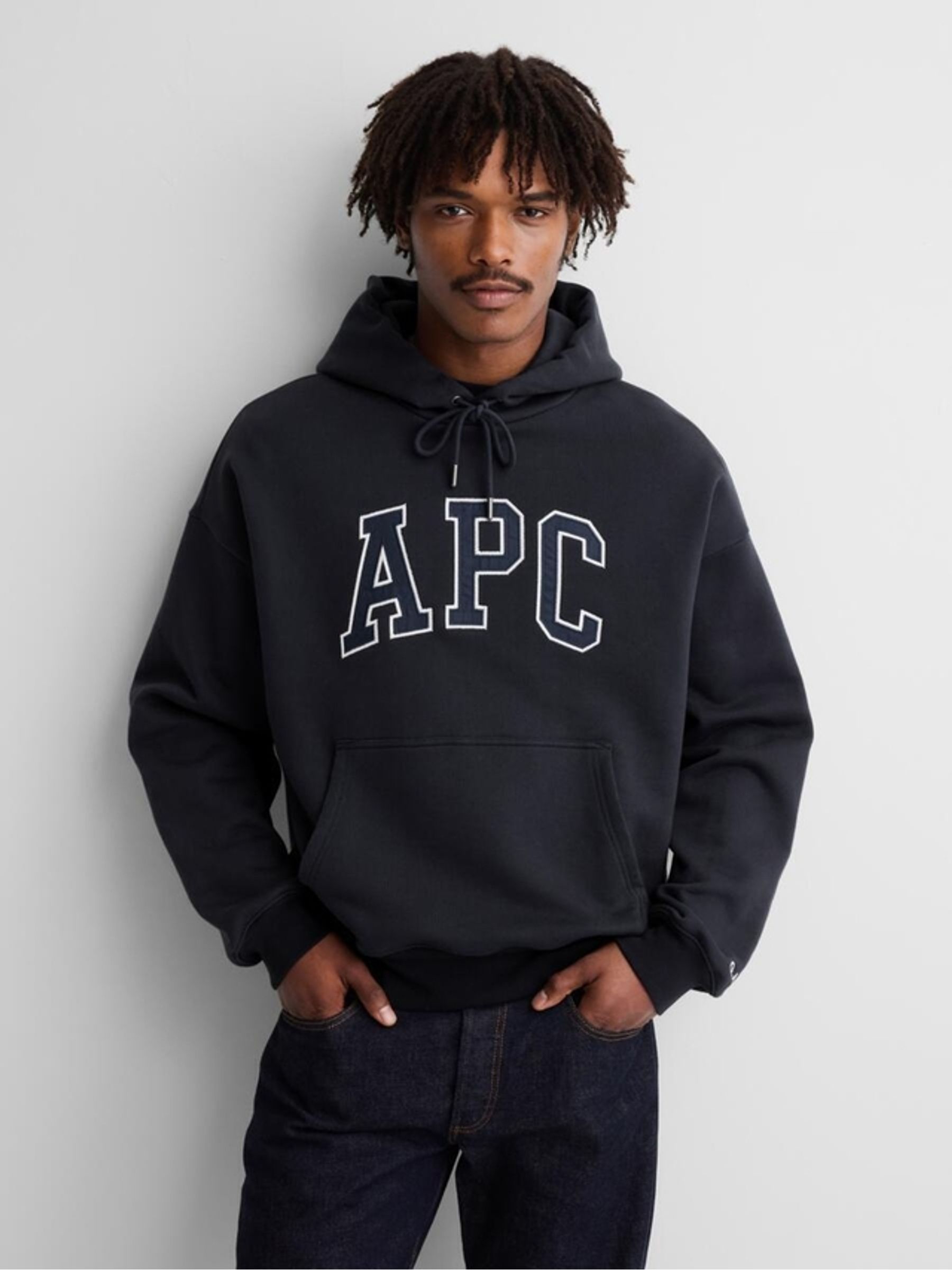 Gap x A.P.C. Black Extra Heavyweight Logo Hoodie - Image 1 of 9 Gap x A.P.C. Black Extra Heavyweight Logo Hoodie - Image 1 of 9