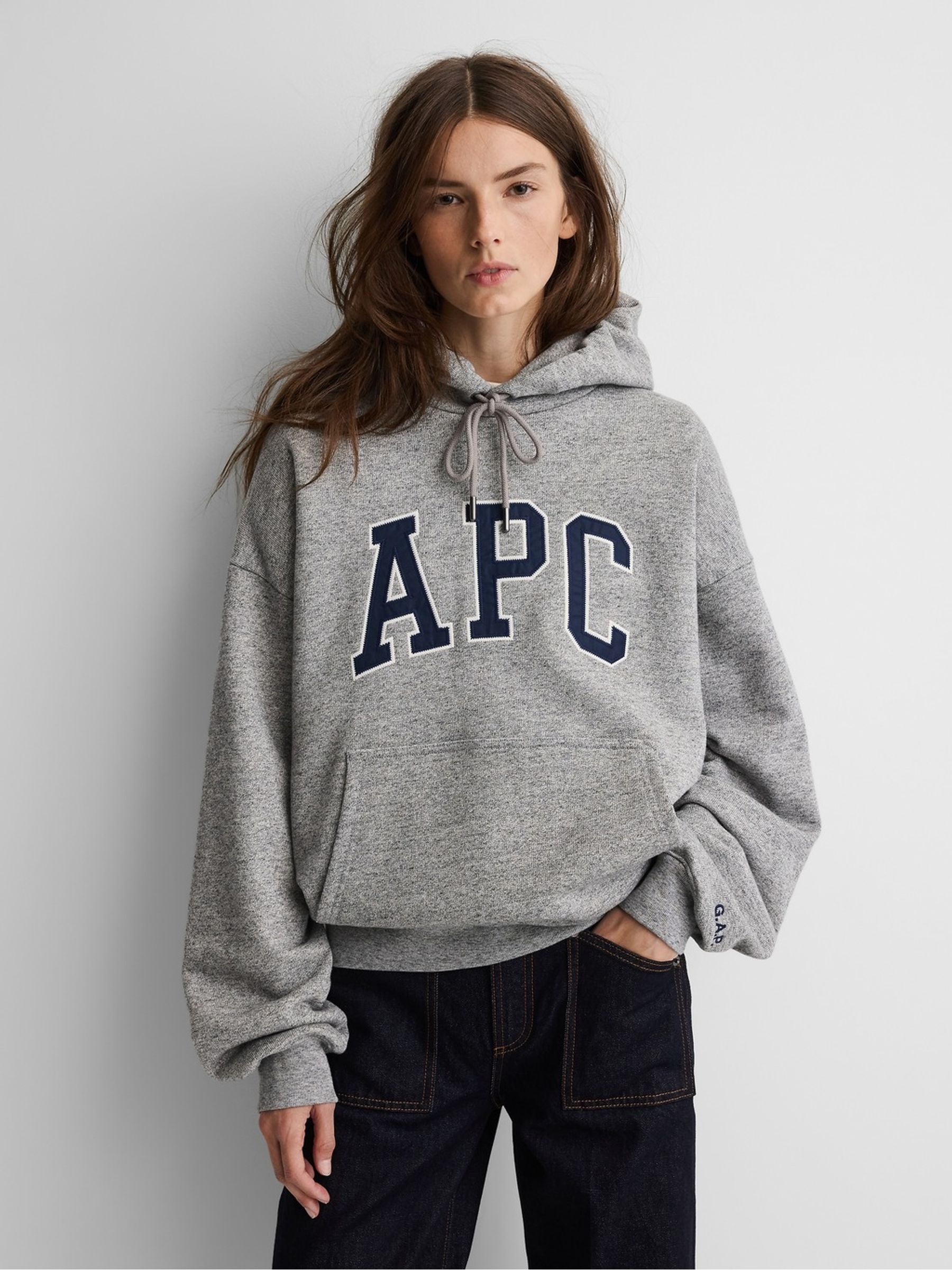 Gap x A.P.C. Grey Extra Heavyweight Logo Hoodie - Image 2 of 8 Gap x A.P.C. Grey Extra Heavyweight Logo Hoodie - Image 2 of 8