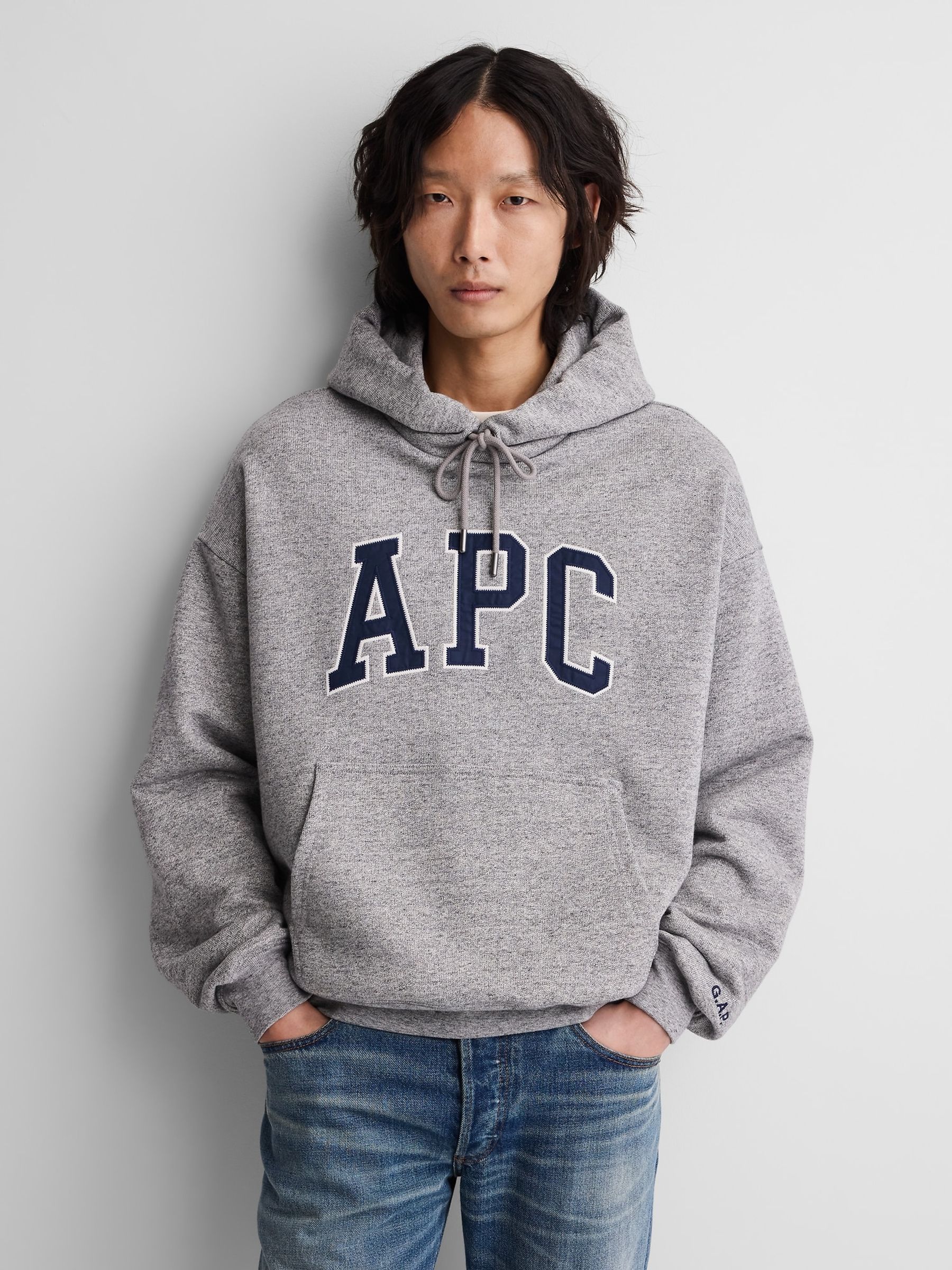Gap x A.P.C. Grey Extra Heavyweight Logo Hoodie - Image 3 of 8