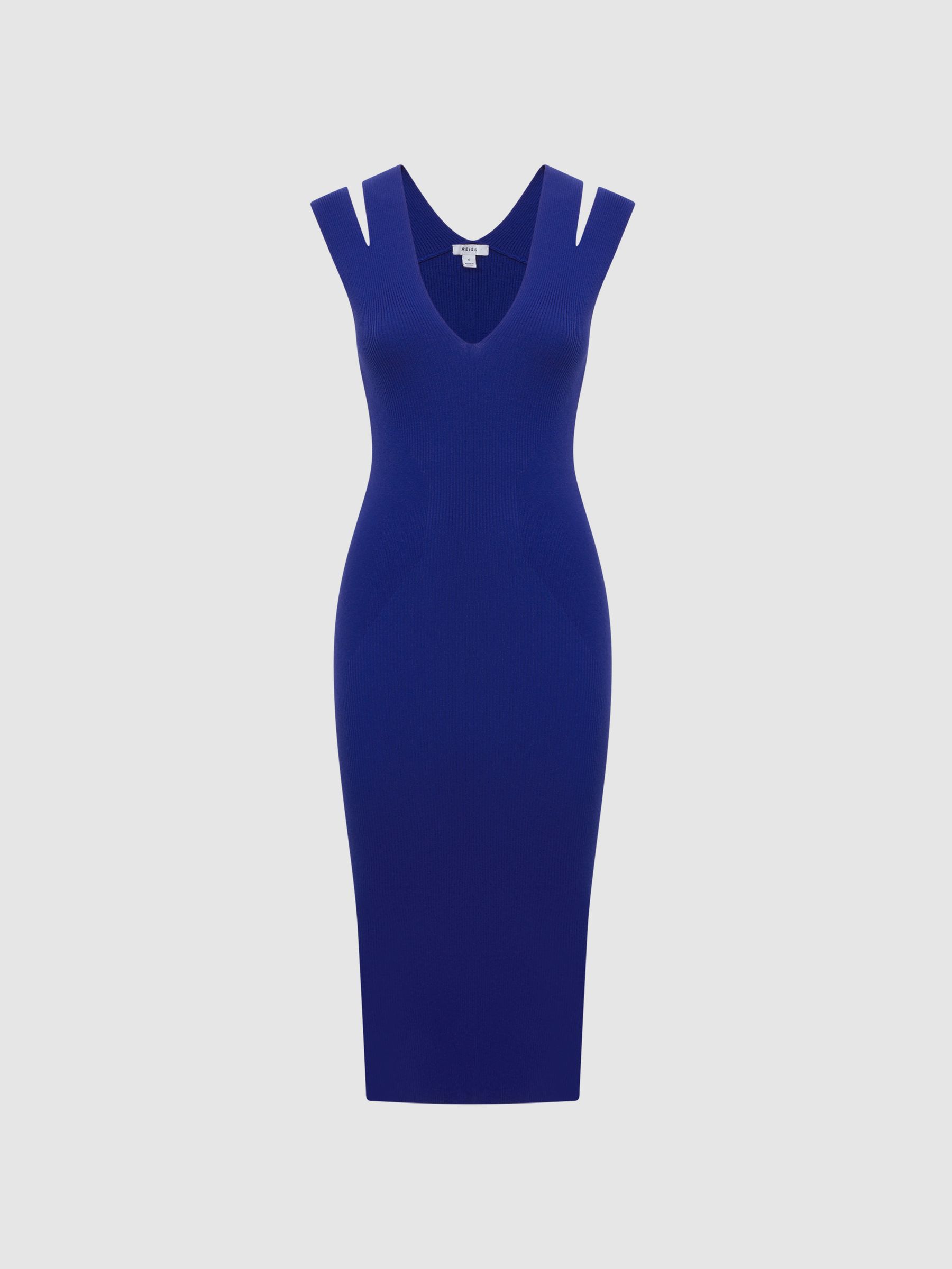 Knitted Double Strap Midi Dress in Purple - Image 2 of 5