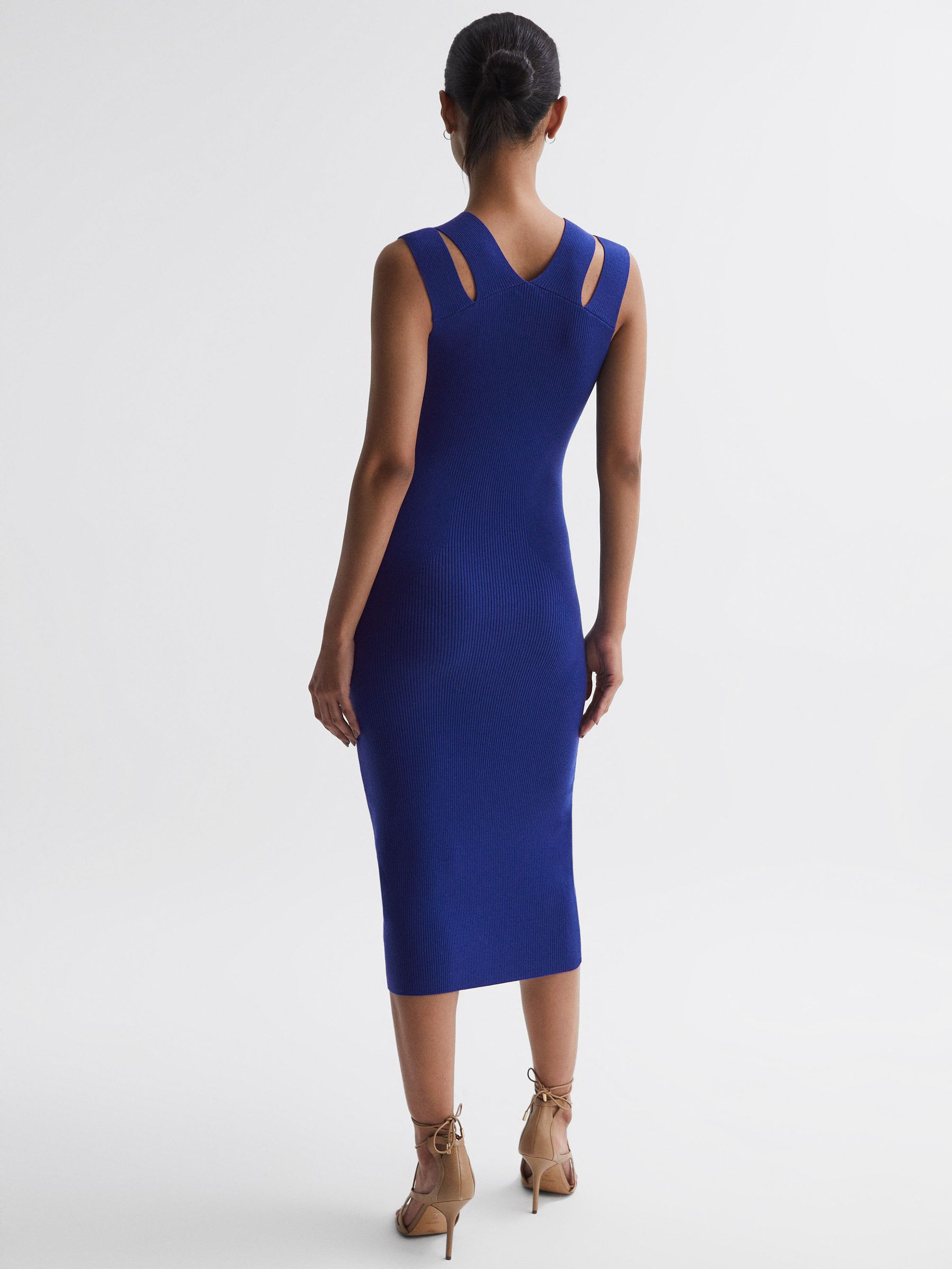 Knitted Double Strap Midi Dress in Purple - Image 5 of 5