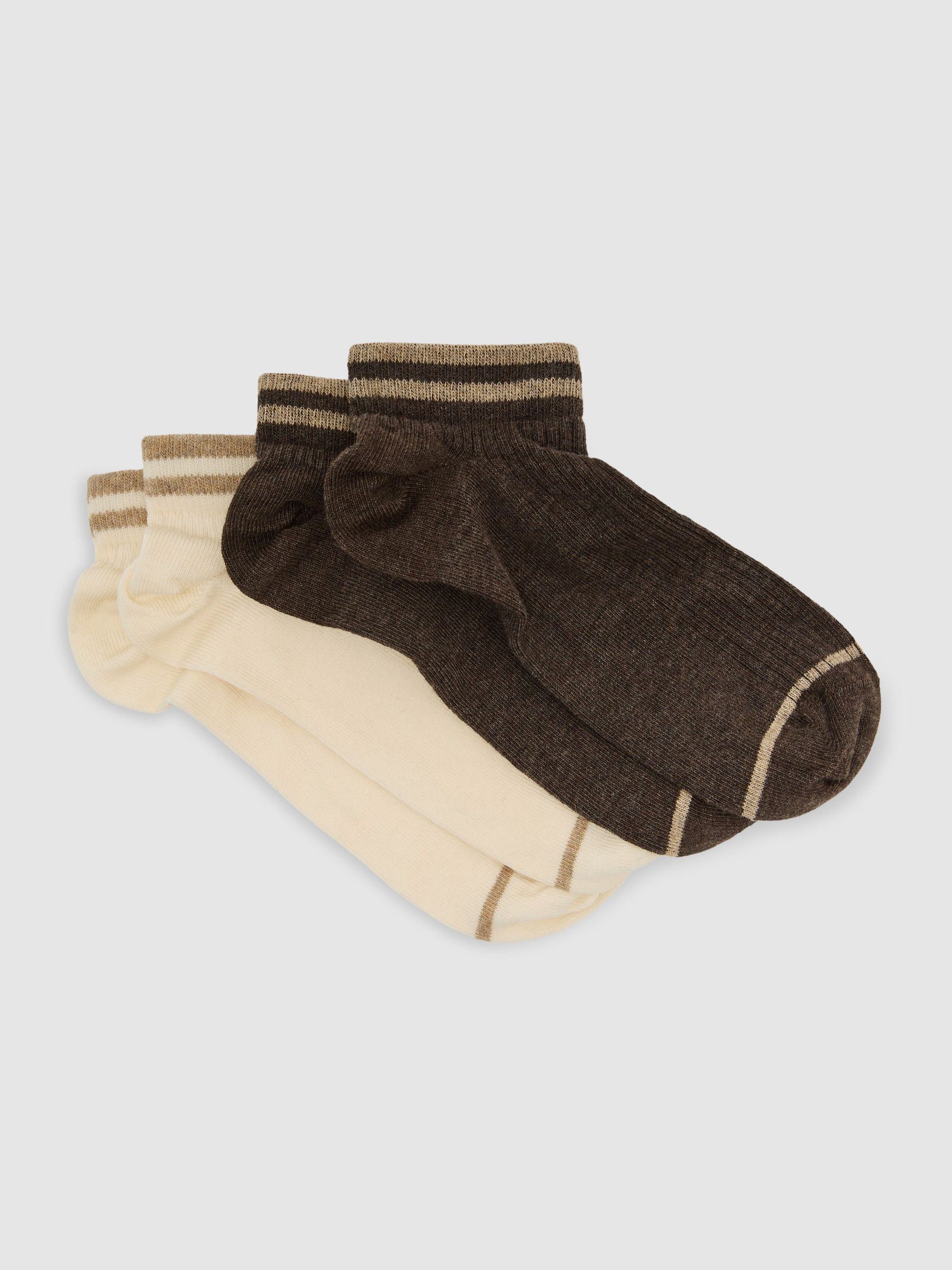 2-Pack Baumwollmischgewebe-Sneakersocken in Braun/Weiß - Bild 1 von 3