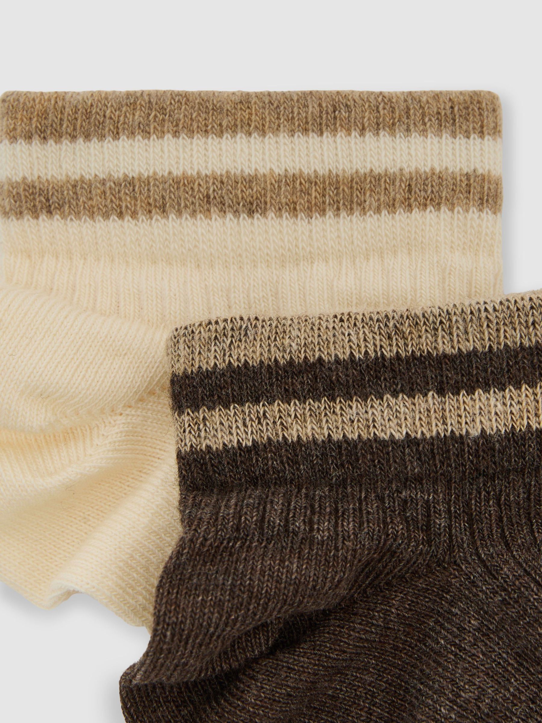 2-Pack Baumwollmischgewebe-Sneakersocken in Braun/Weiß - Bild 3 von 3