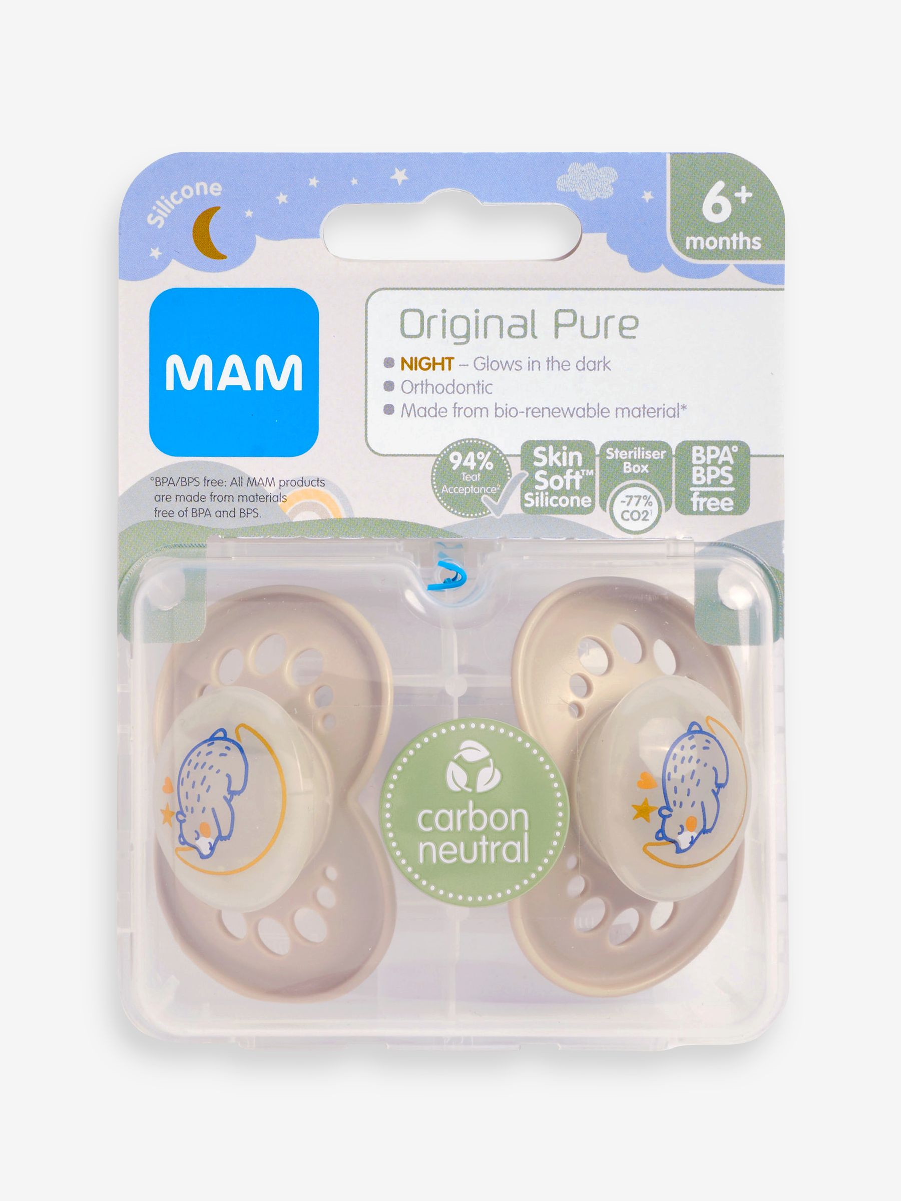 2-Pack MAM Pure Night 6+ Months Soother - Image 2 of 2