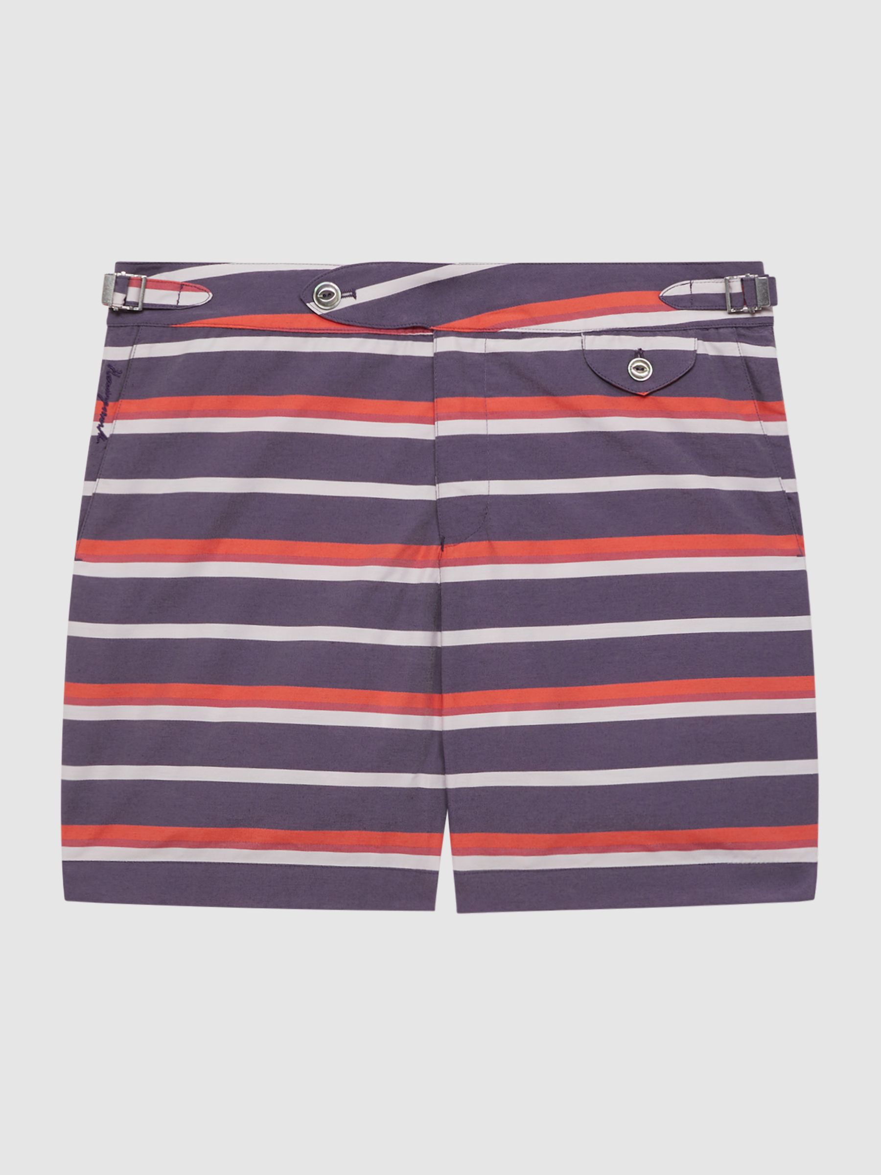 Hemingsworth Side Adjuster Striped Swim Shorts in Purple - Image 2 of 5