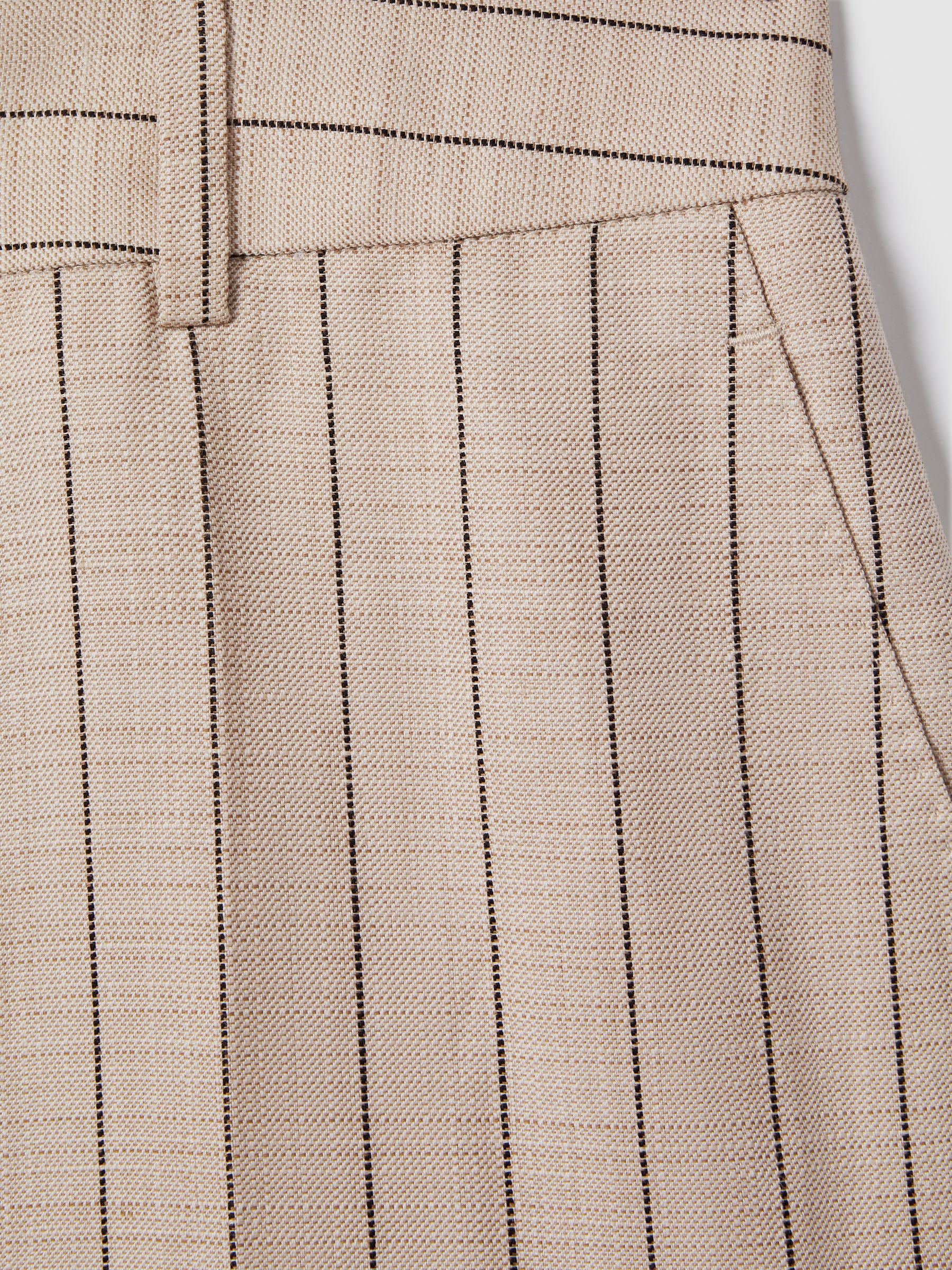 Wool Blend Striped Wide Leg Trousers in Neutral - Image 6 of 6