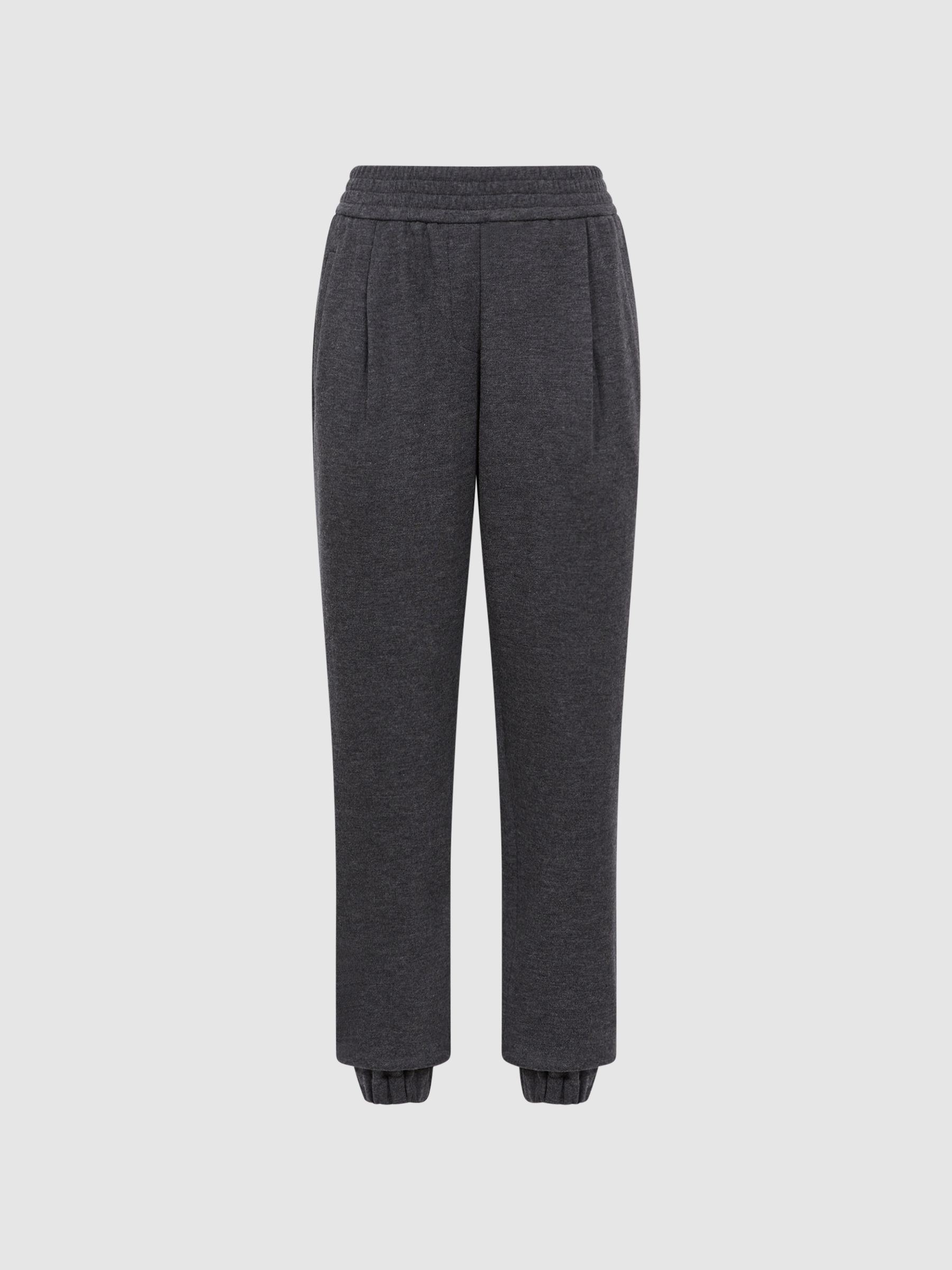 Wool Elasticated Pleat Front Joggers in Charcoal - Image 2 of 5