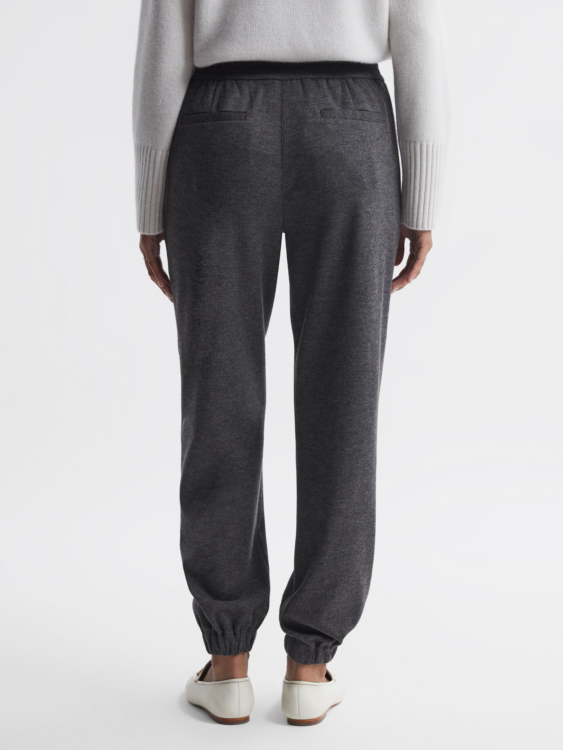 Wool Elasticated Pleat Front Joggers in Charcoal - Image 5 of 5