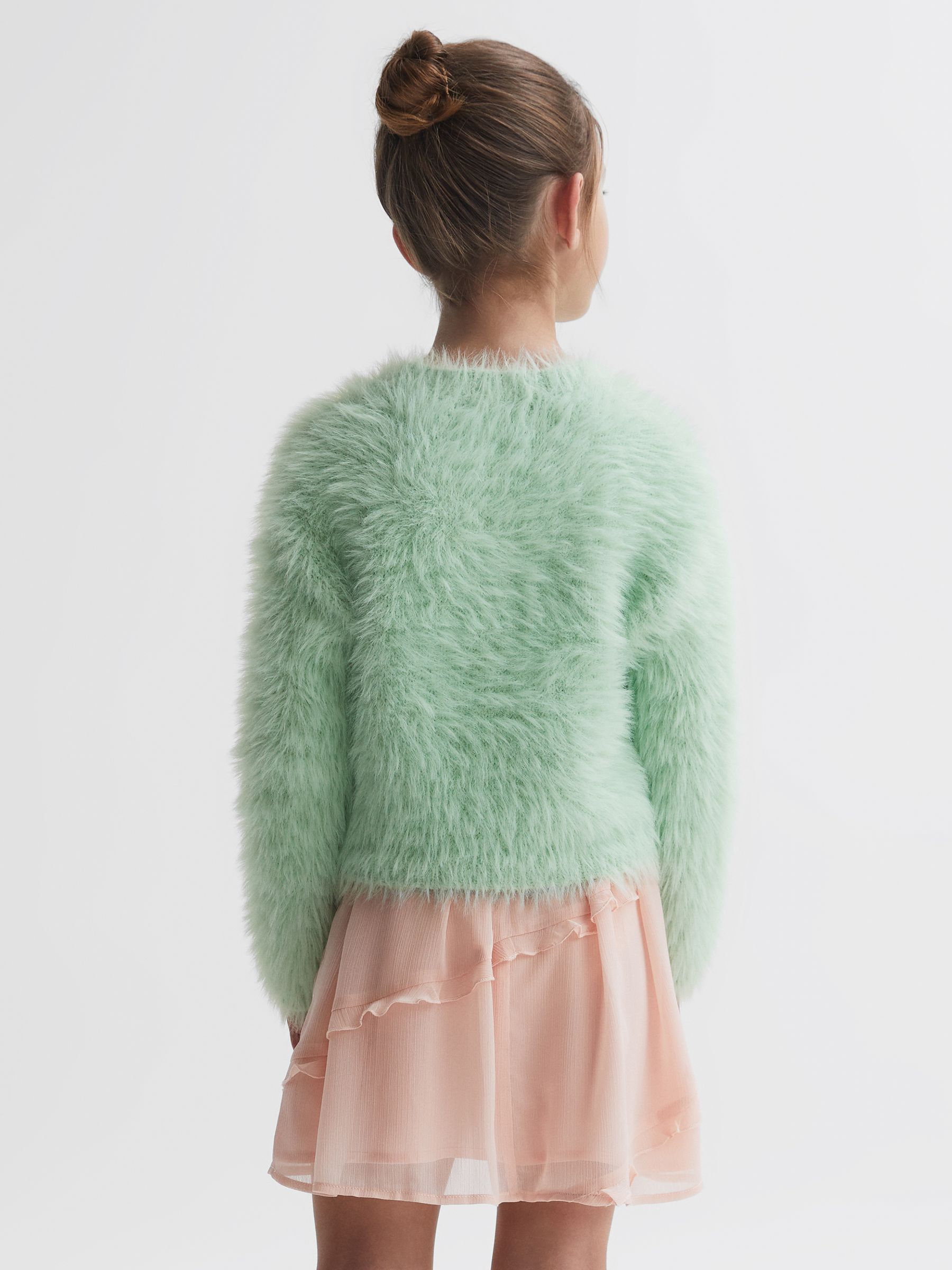 Fluffy Crew Neck Jumper in Green - Image 5 of 6