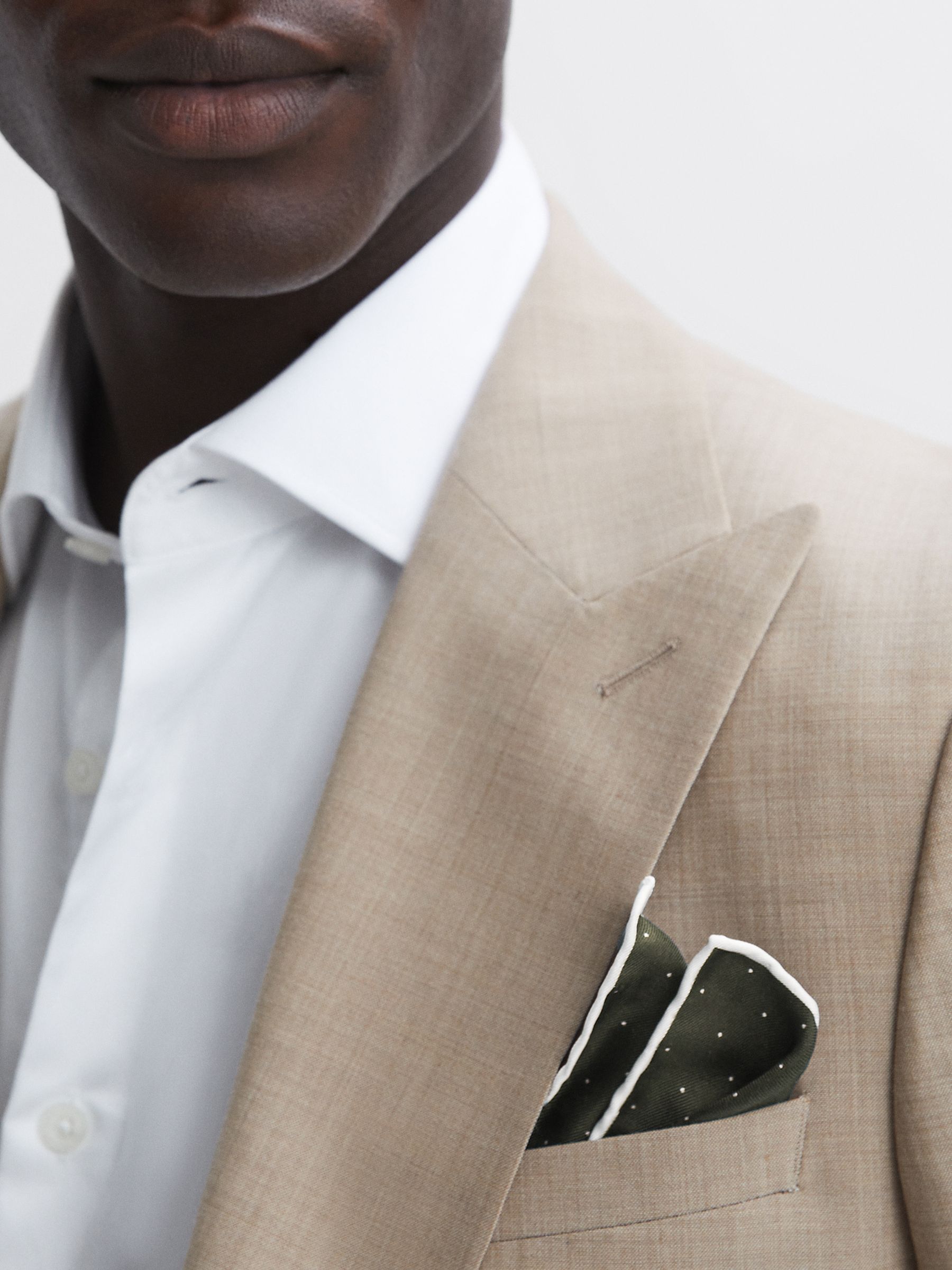 Polka Dot Silk Pocket Square in Dark Green - Image 2 of 5