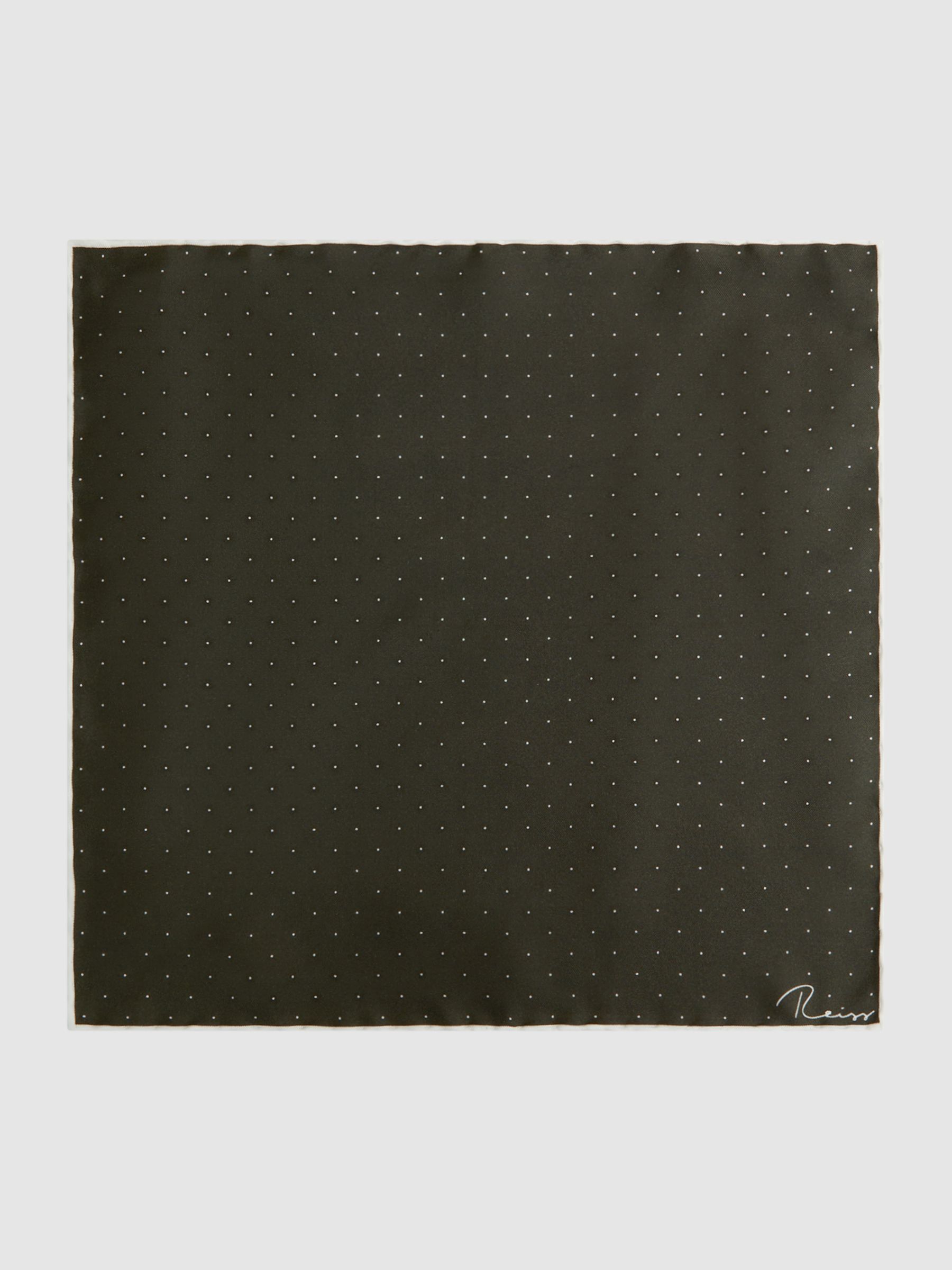 Polka Dot Silk Pocket Square in Dark Green - Image 4 of 5