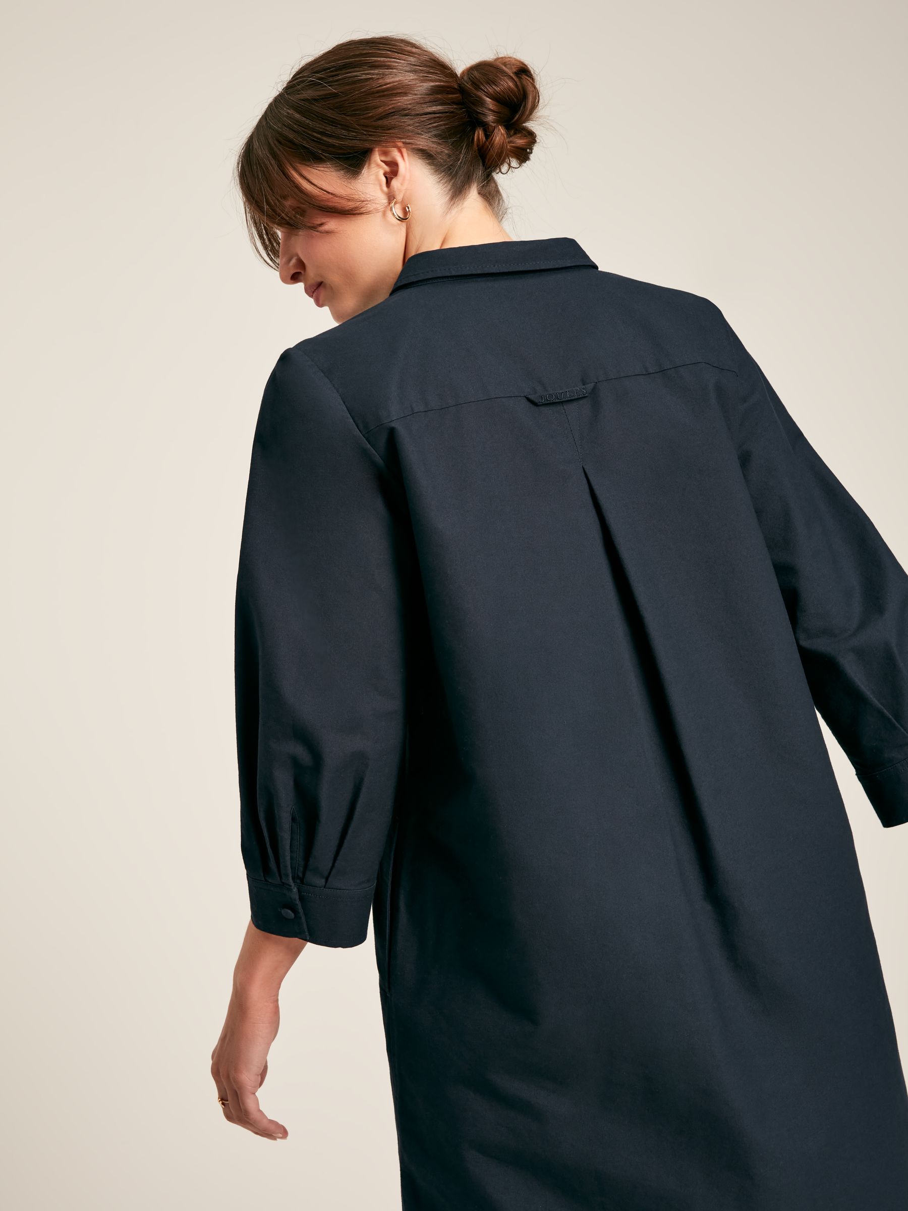 Marlowe Navy Blue Dress with Shirt/ Nehru Collar - Image 6 of 8