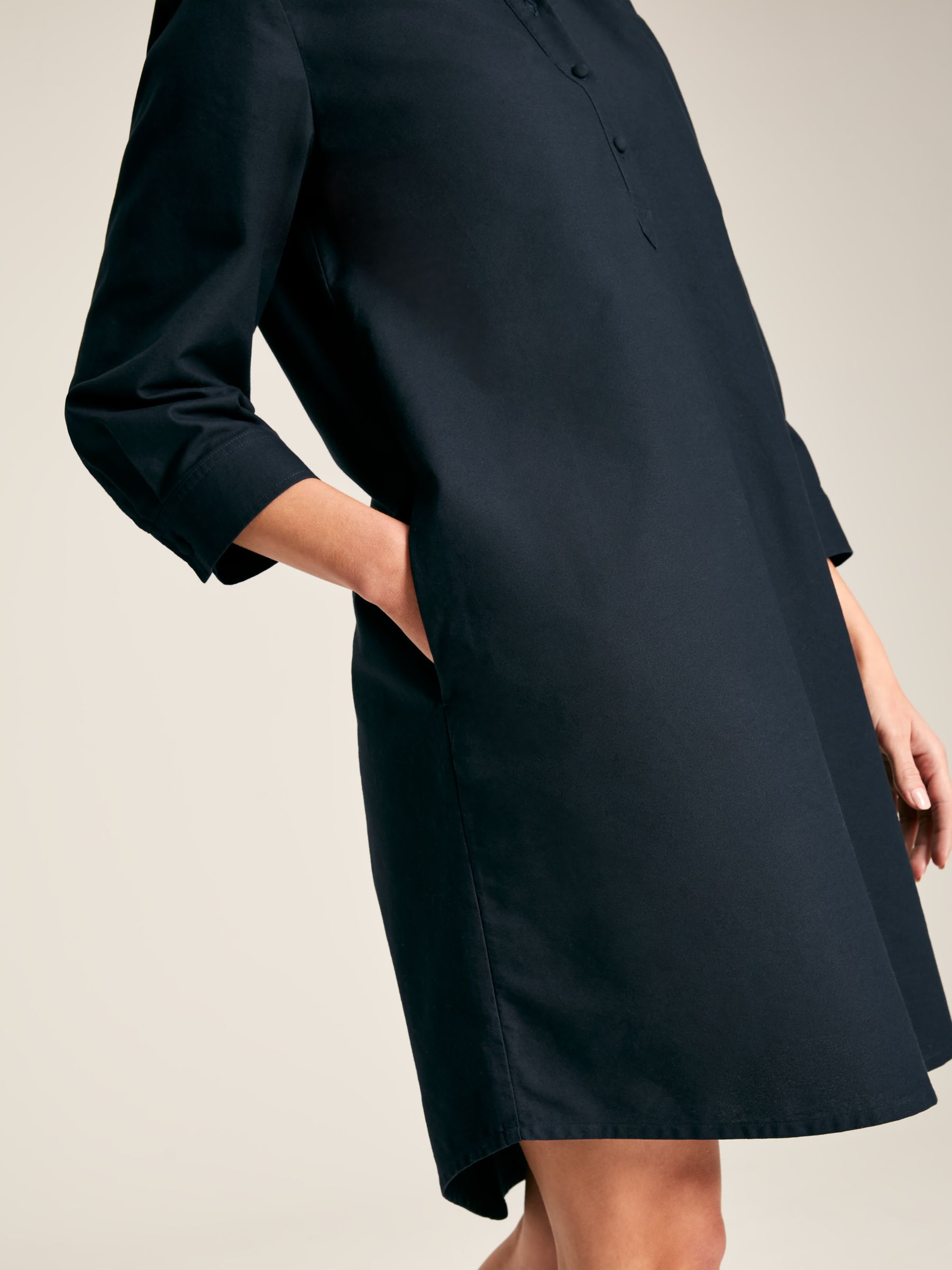 Marlowe Navy Blue Dress with Shirt/ Nehru Collar - Image 7 of 8