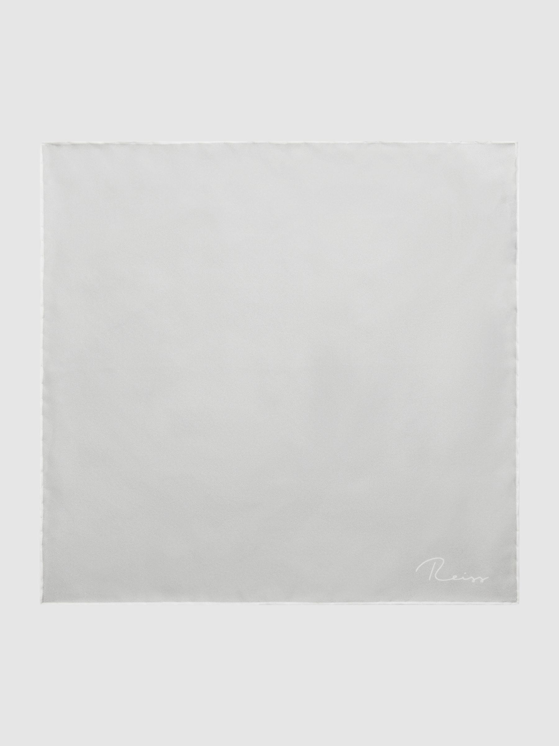 Plain Silk Pocket Square in Silver - Image 4 of 5