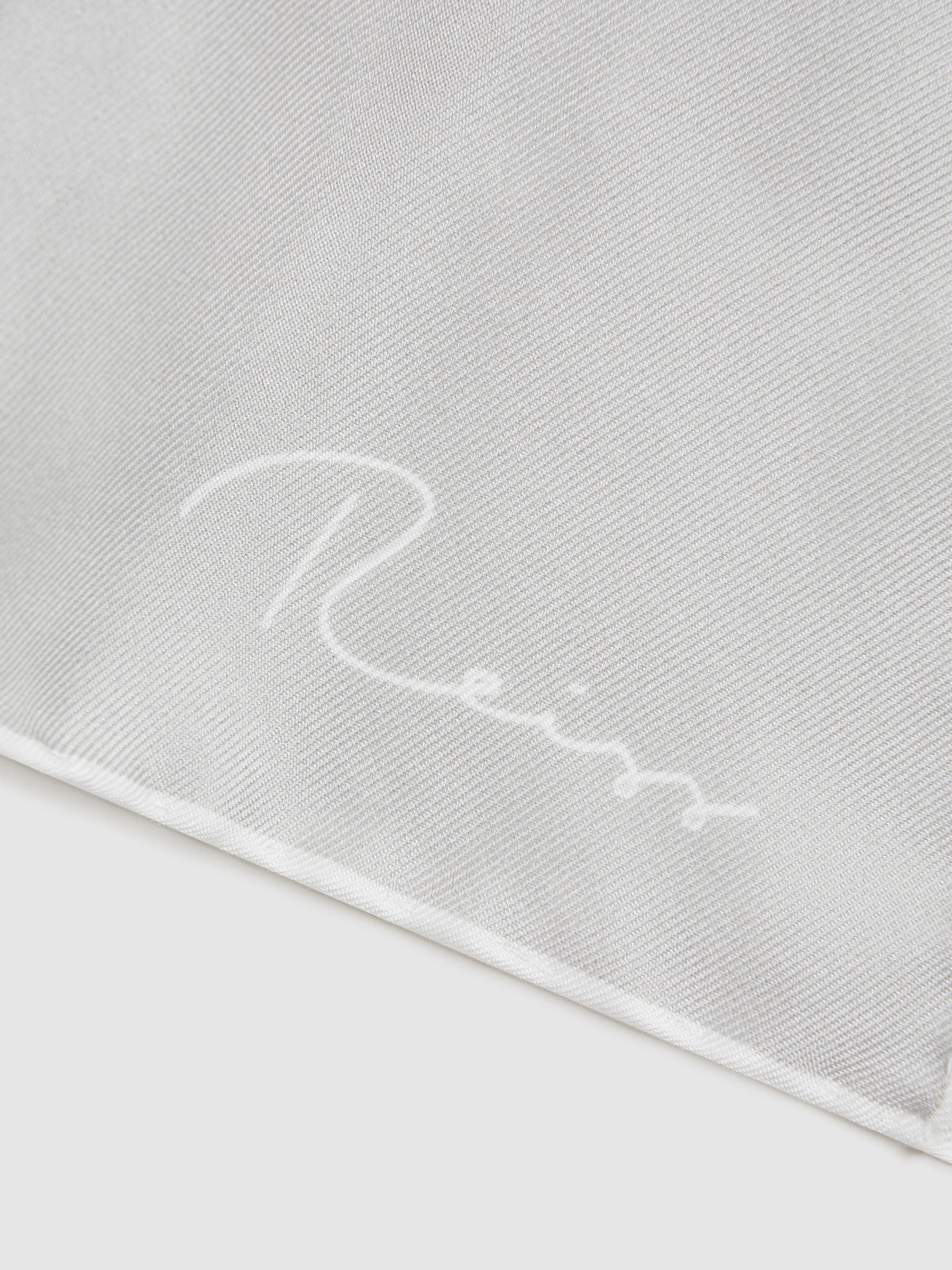 Plain Silk Pocket Square in Silver - Image 5 of 5